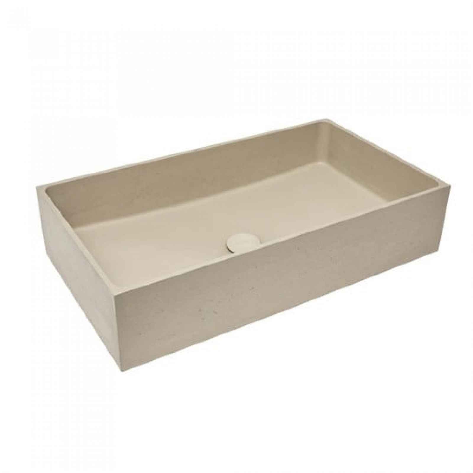 Umyvadlo na desku SAT Cemento 64x37 cm písková mat bez otvoru pro baterii, bez přepadu CEM6437P