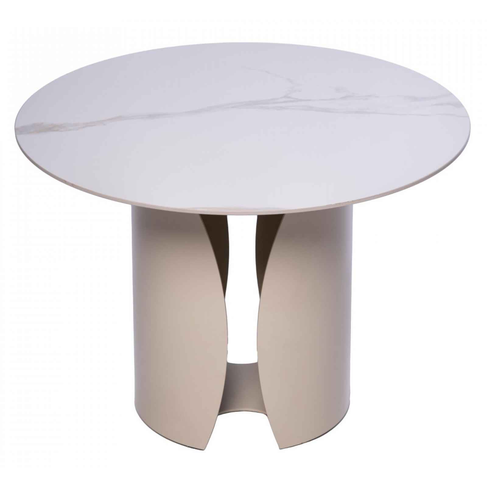 Kulatý konferenční stolek Kira, 60 cm, krémová/imitace světlého mramoru