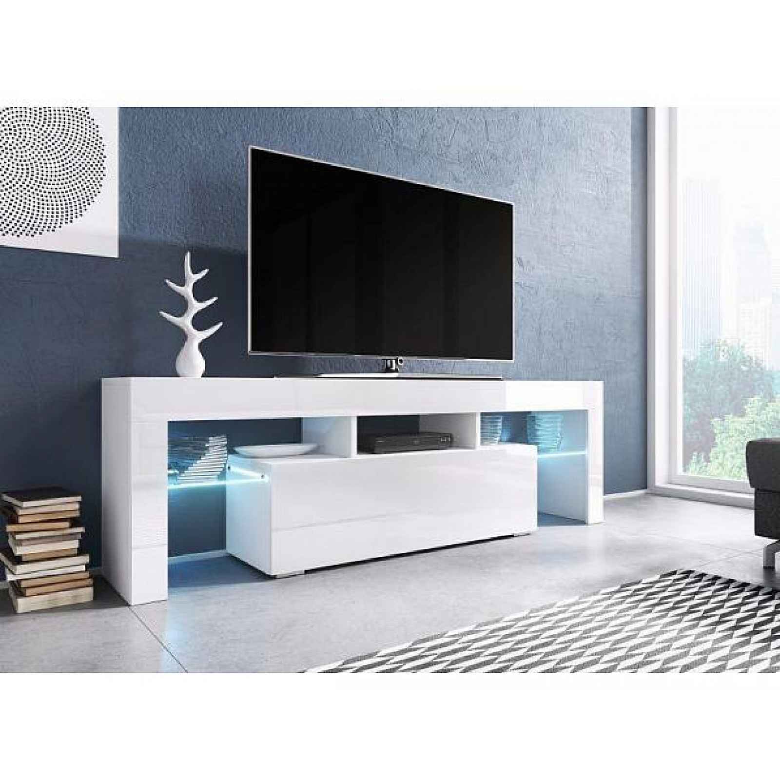 Televizní stolek Toro bílá-bílý lesk