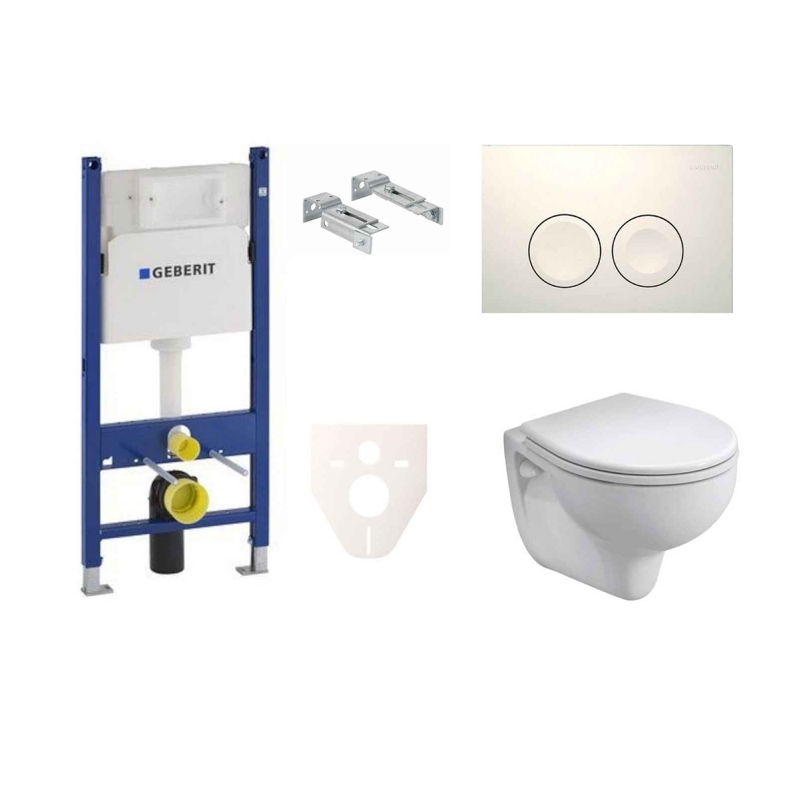 Závěsný set WC KOLO Rekord, nádržka Geberit Duofix, tlačítko bílé SIKOGES7K1