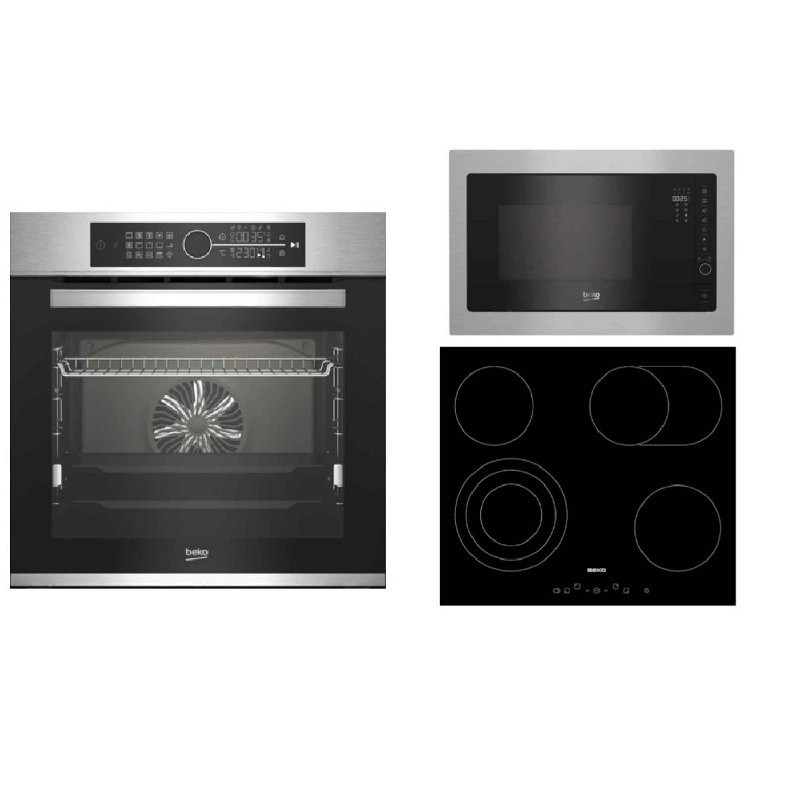 Set spotřebičů Beko BBIM12400XCS + HIC64404T + BMGB25332BG