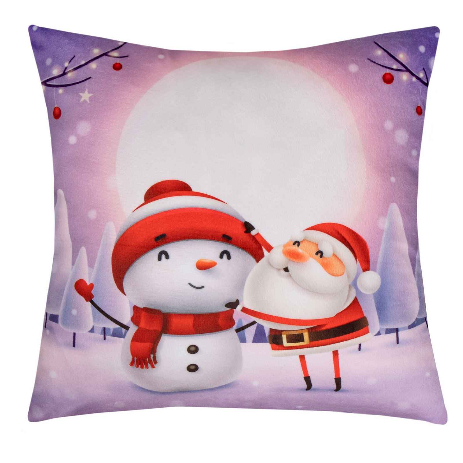 Vánoční dekorační polštář Santa Claus se sněhulákem, 45x45 cm