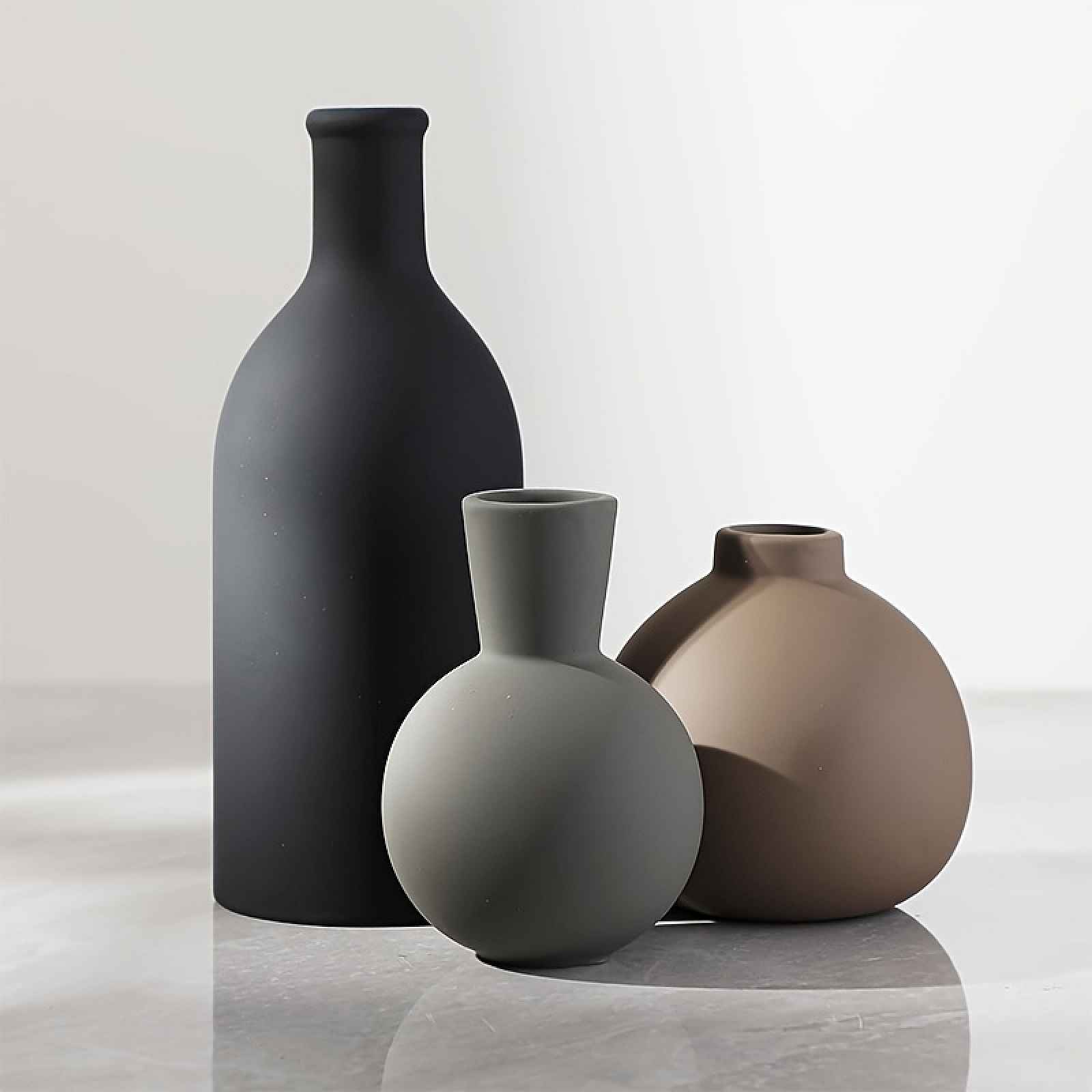 TEMU Nordická Morandi váza Vintage keramická sada Moderní držák na sušené květiny Dekorativní domácí minimalistický obývací pokoj Japonská měkká