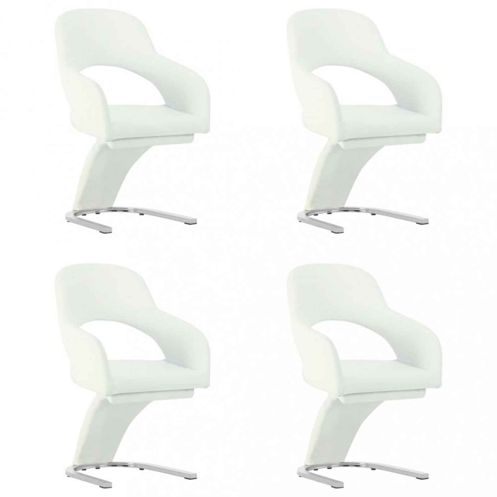 Jídelní židle 4 ks umělá kůže / chrom Bílá