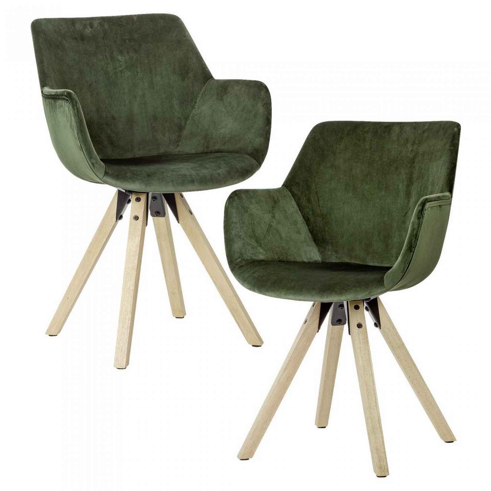 Židle s područkami Zelená 2 ks/sada
