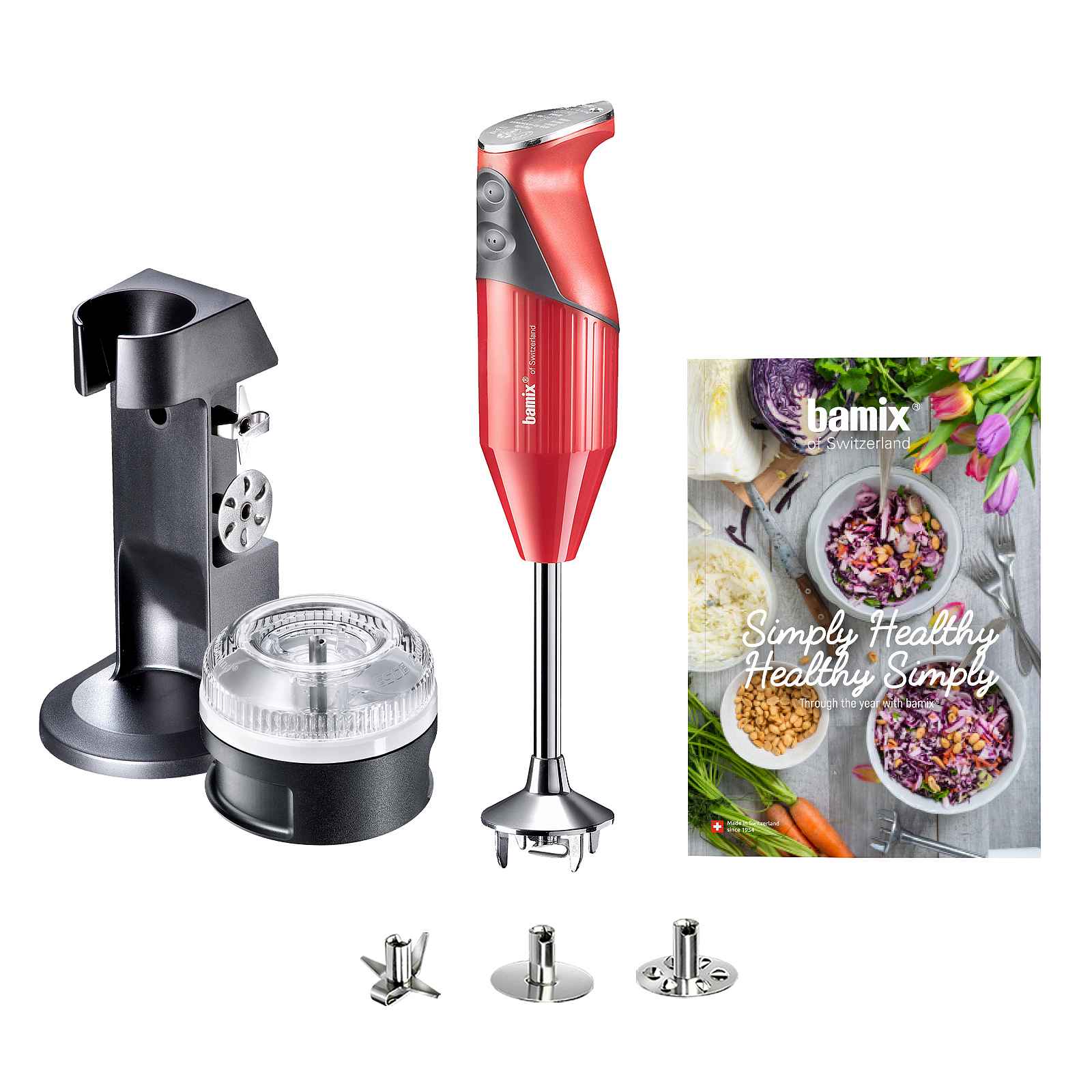 Bamix Ponorný tyčový mixér Simply Healthy 200 W, červený 1002.102