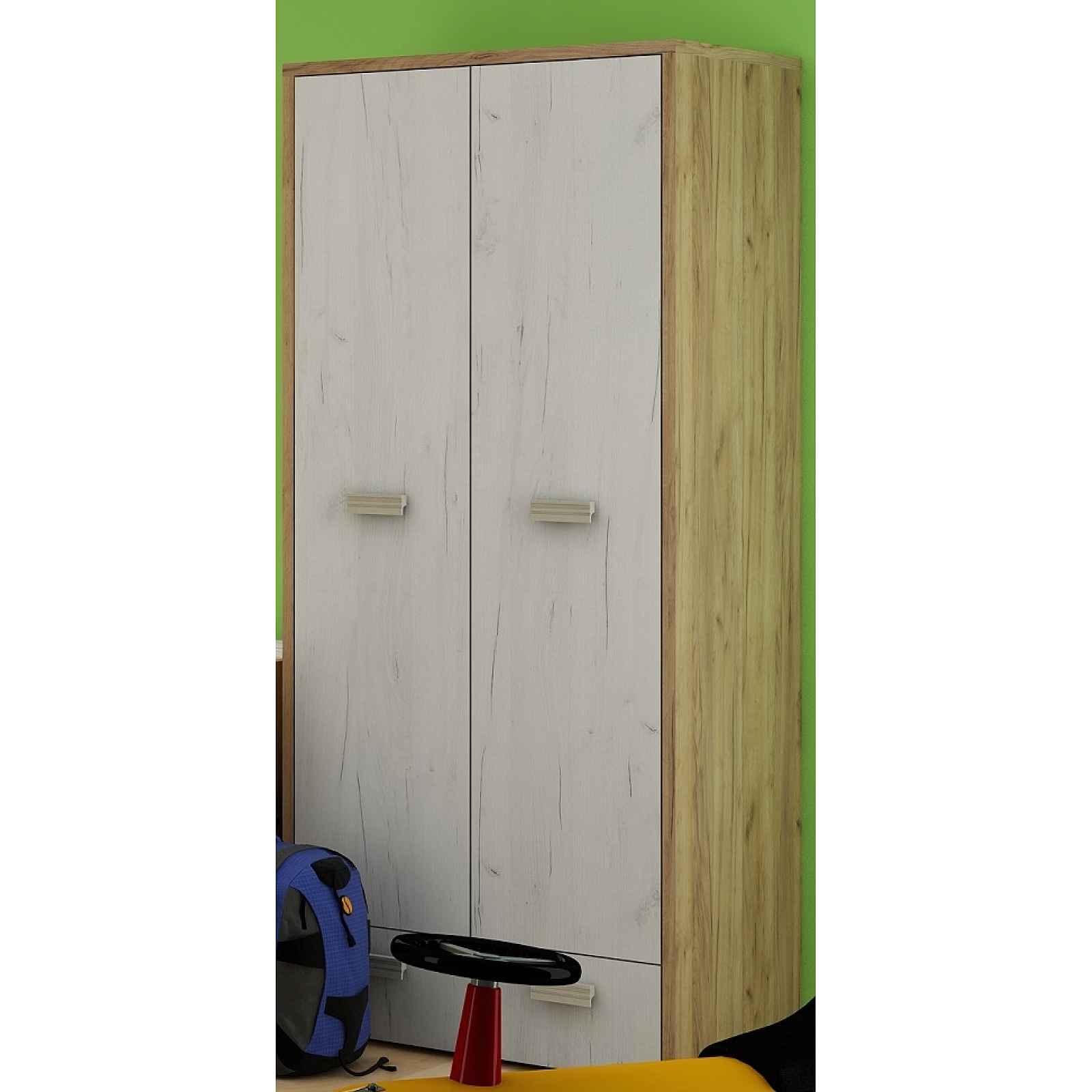 Skříň NELLORE, craft zlatý/craft bílý, 5 let záruka
