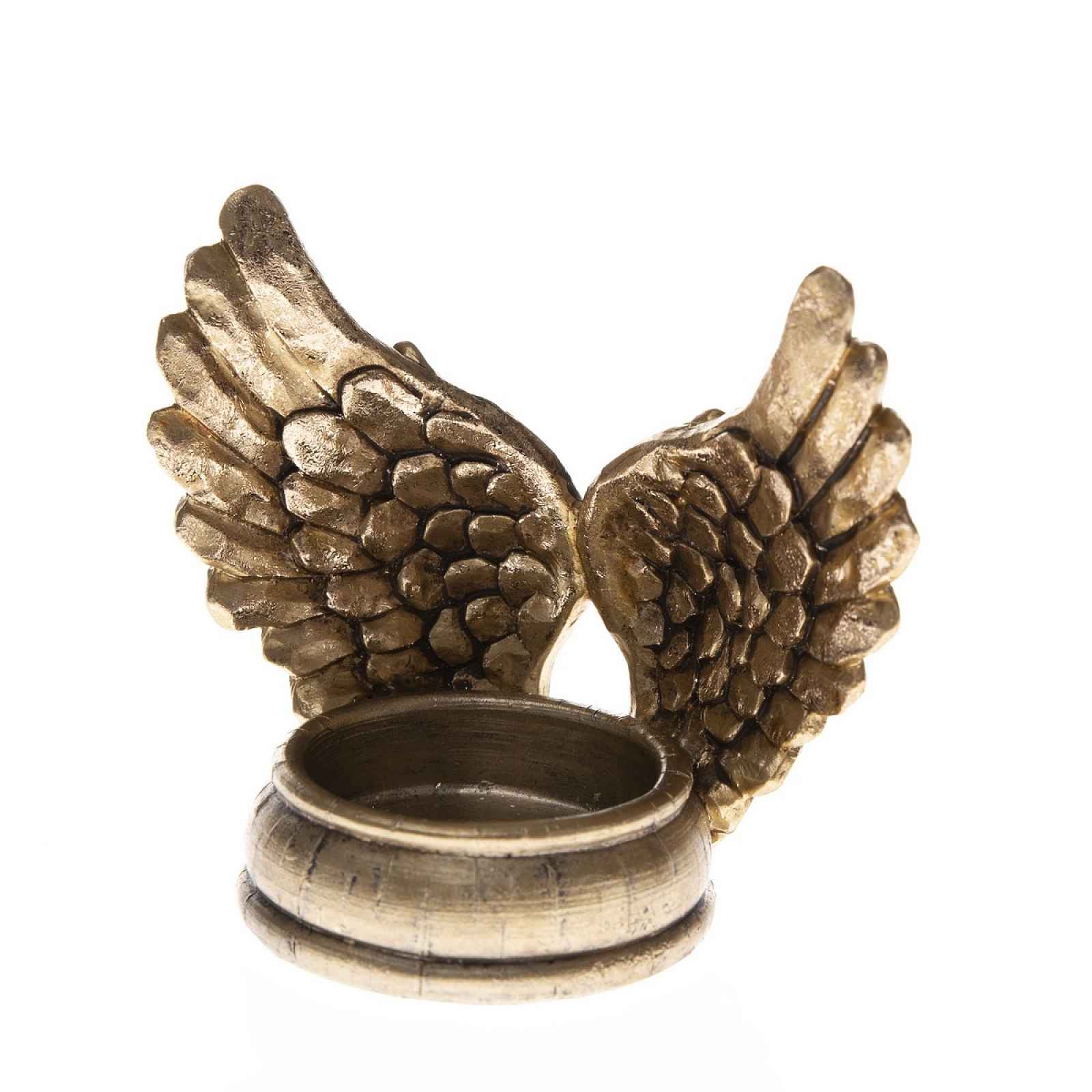 Vánoční svícen Andělská křídla, 10 x 9 cm, polyresin