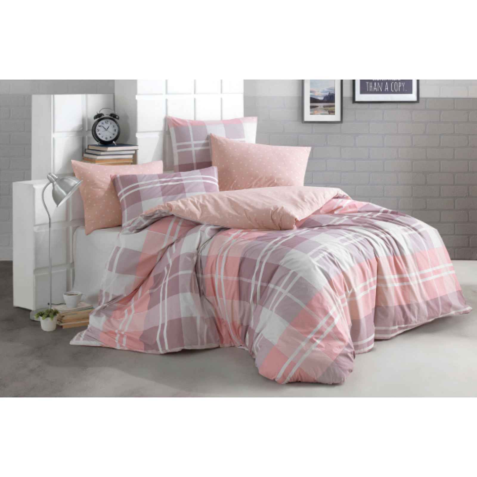 Klinmam Home Mark V2 Pink povlečení z Renforcé bavlny, oboustranné povlečení, barva růžová, 140x200 cm + 70x90 cm