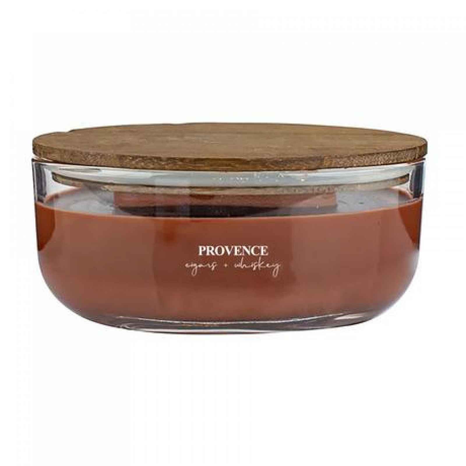 Svíčka WOODEN s dřevěným knotem, Doutníky a whisky 240 g