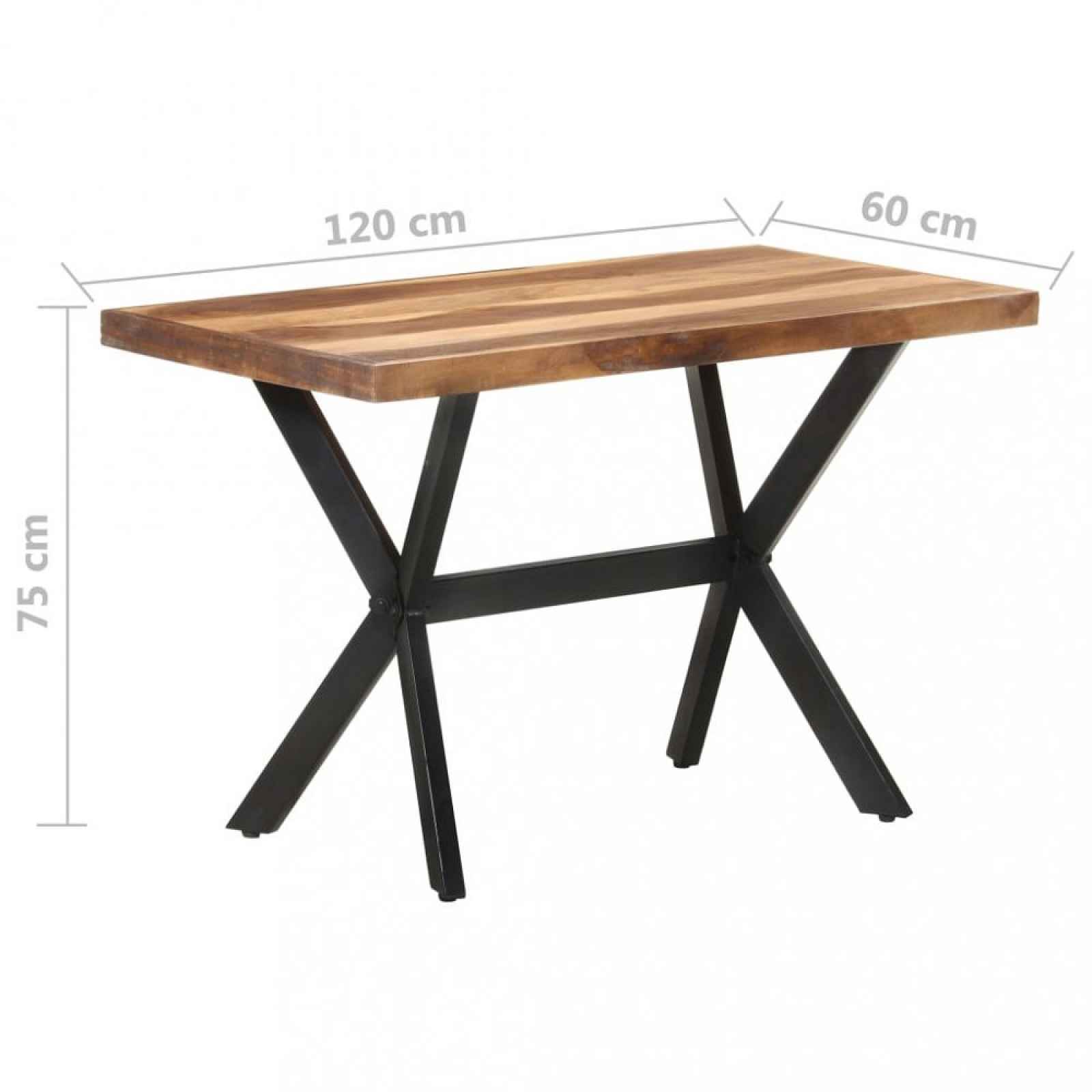 Jídelní stůl masivní dřevo / ocel Sheesham 120x60x75 cm