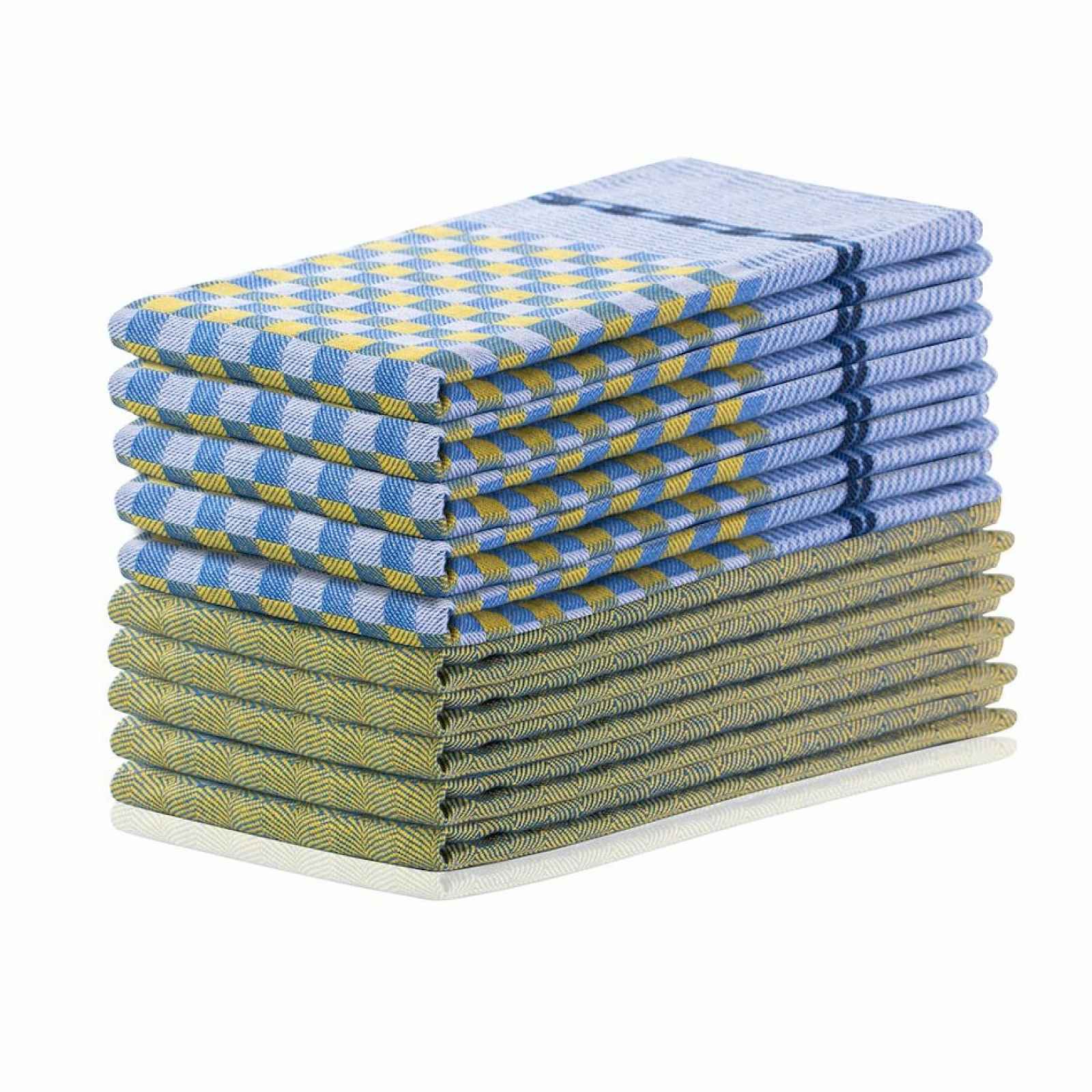 Sada 10 žluto-modrých bavlněných utěrek DecoKing Louie, 50 x 70 cm