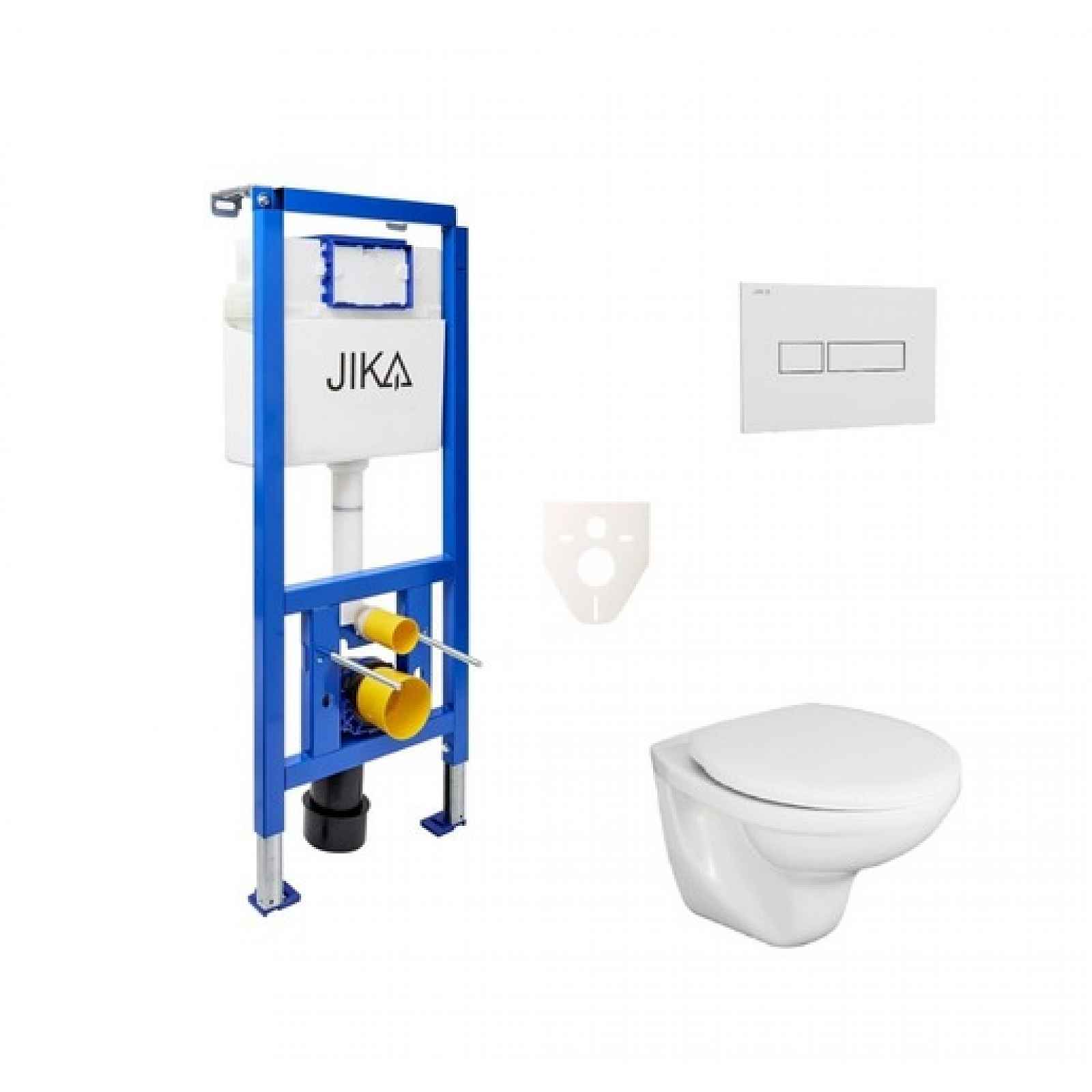 Závěsný set WC Fayans Neo rimless, nádržka JIKA do sádrokartonu, tlačítko bílé SIKOJSJ1