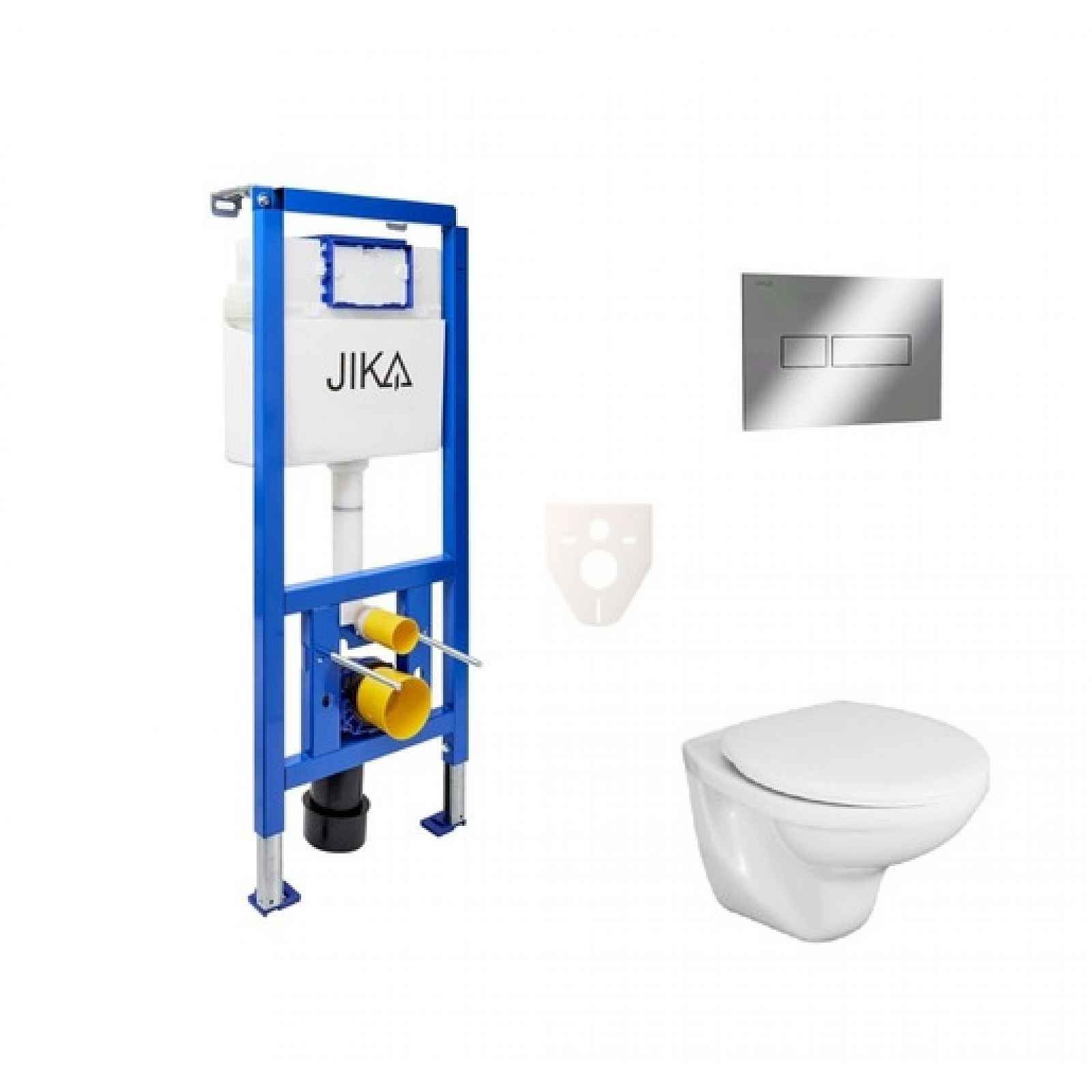 Závěsný set WC Fayans Neo rimless, nádržka JIKA do sádrokartonu, tlačítko chrom lesk SIKOJSJ2