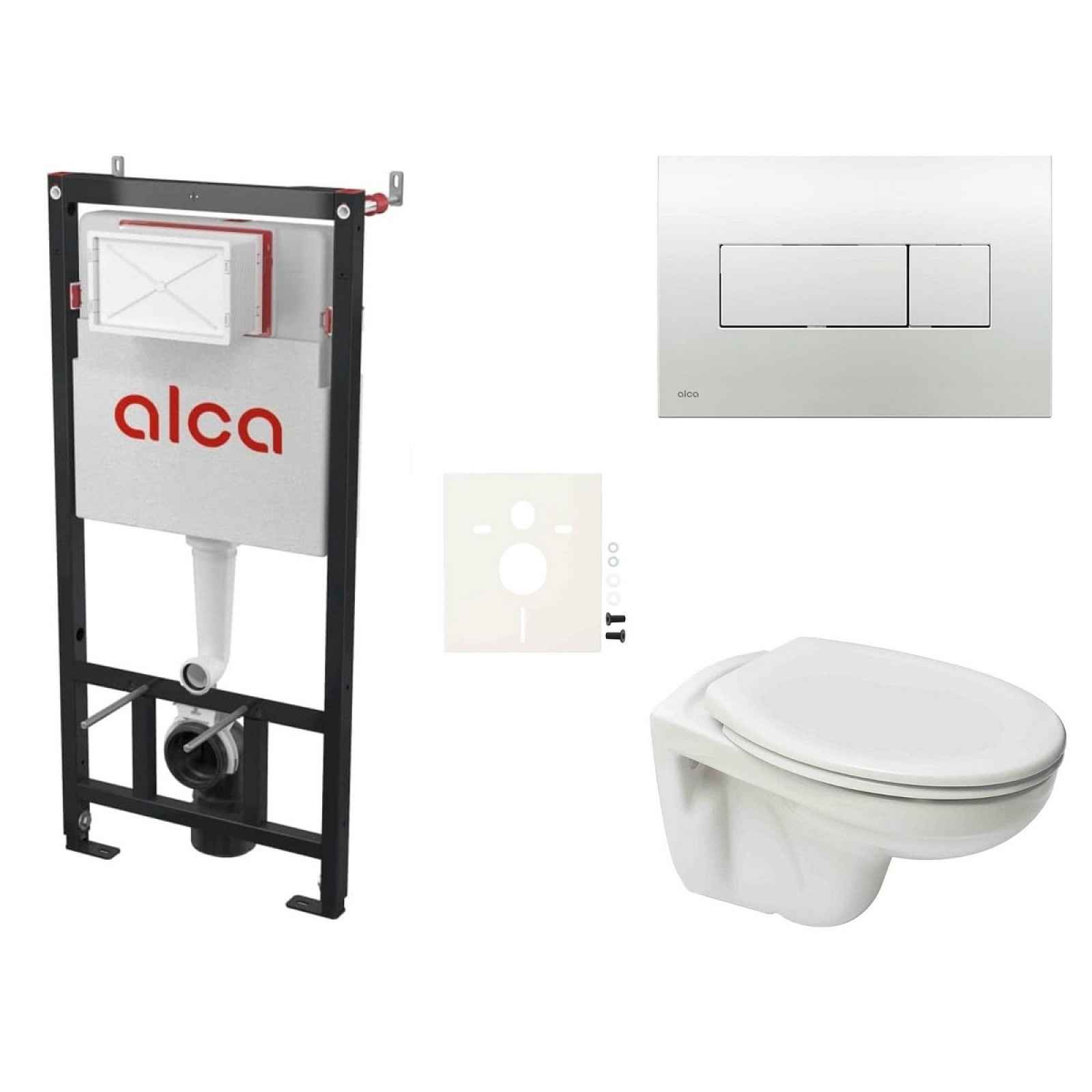 Závěsný set WC S-line PRO rimless, nádržka Alcaplast Sádromodul, tlačítko chrom lesk SIKOASP5