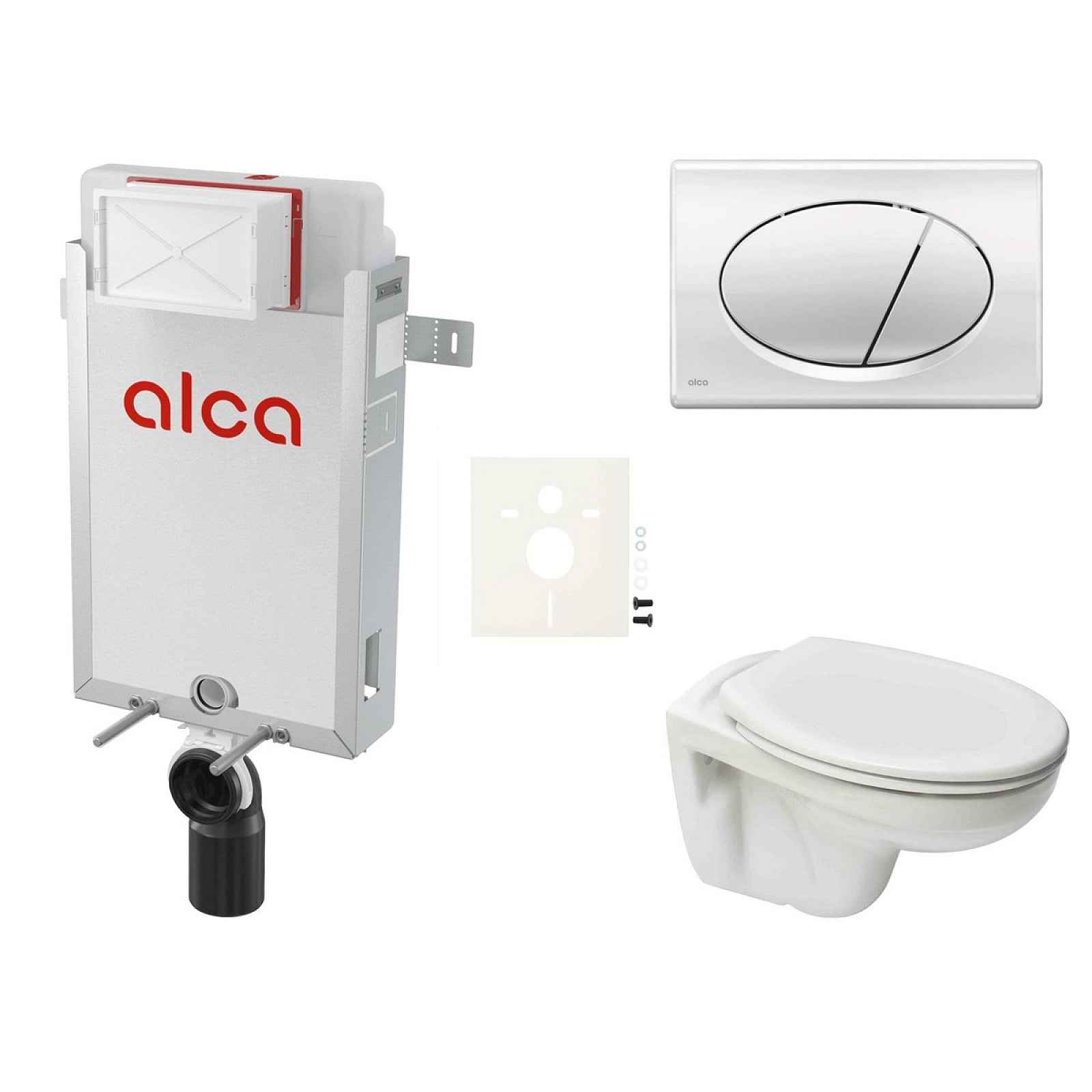 Závěsný set WC S-line PRO rimless, nádržka Alcaplast Renovmodul, tlačítko chrom lesk SIKOAP2