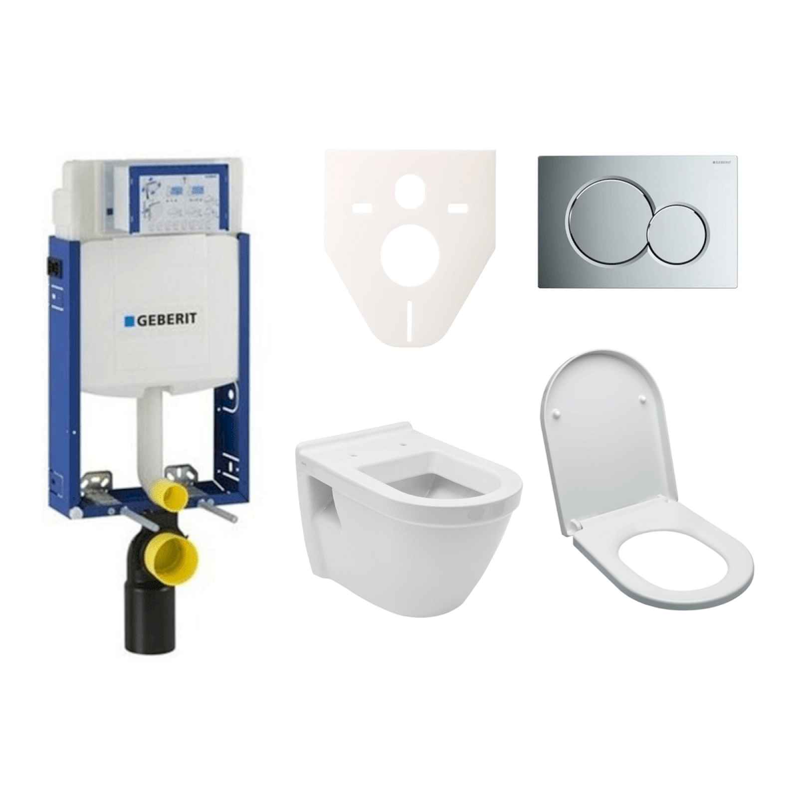 Závěsný set WC Vitra S50, nádržka Geberit Kombifix, tlačítko Sigma 01 chrom lesk SIKOGE2V2