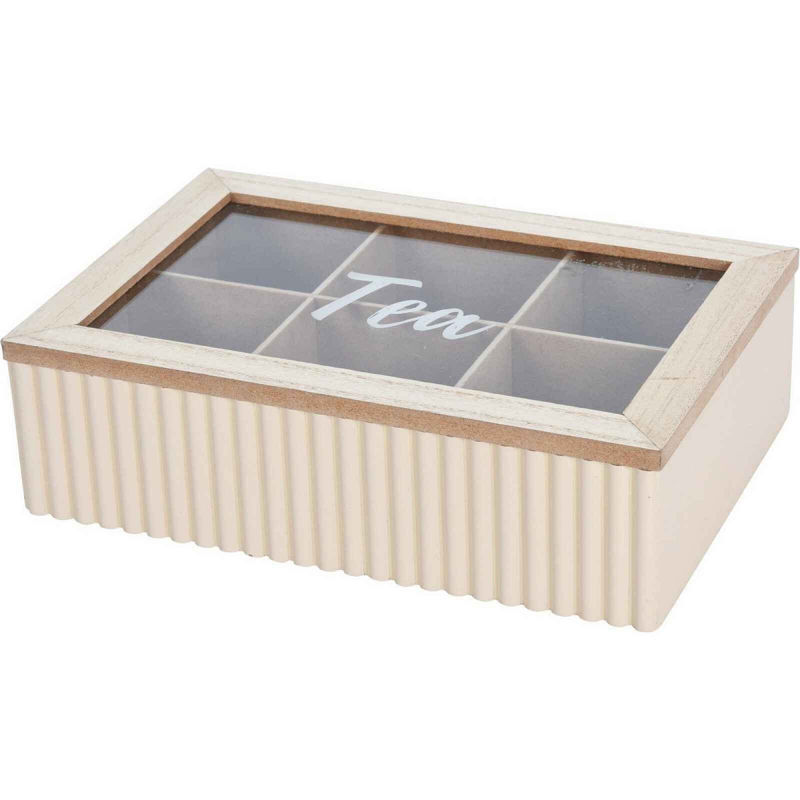 Boc na čajové sáčky Stripes béžová, 24 x 7 x 16 cm