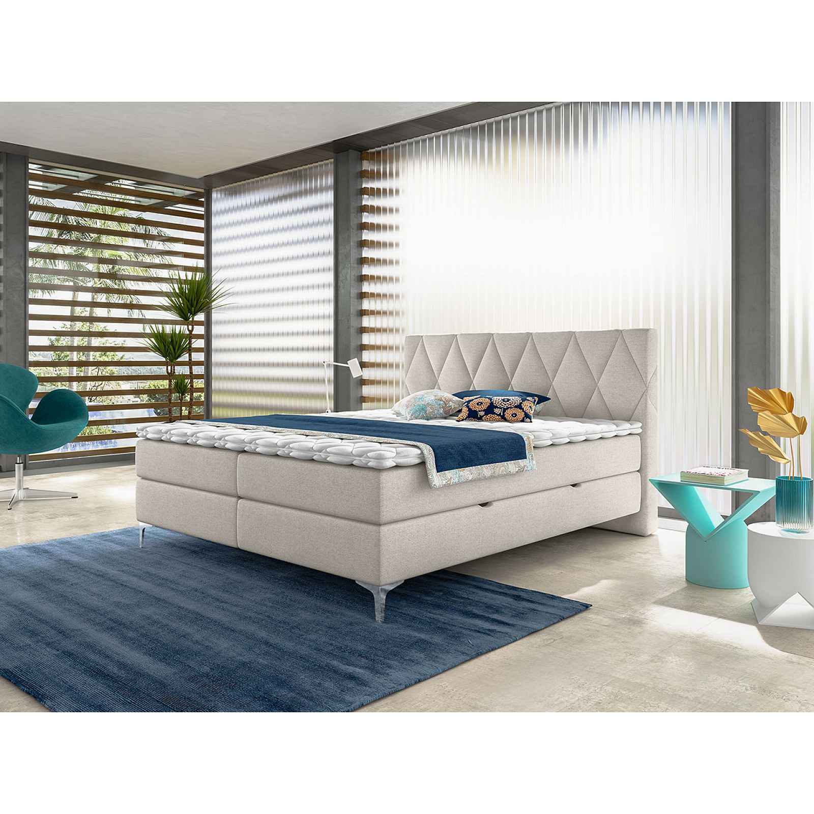 Boxspring Loren 160x200, béžová HELCEL