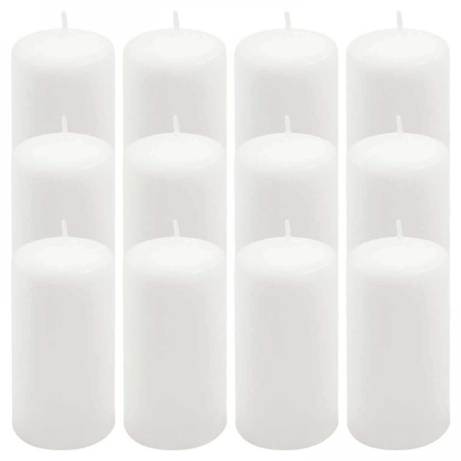 Sada sloupových svíček, 11,5 cm,Ø 6 cm, bílá, 12 ks