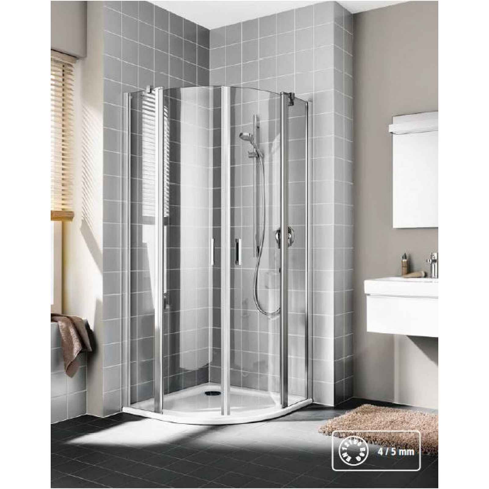 Kout sprchový Kermi Casa XS 1000×1000 mm stříbrná/čiré sklo R550