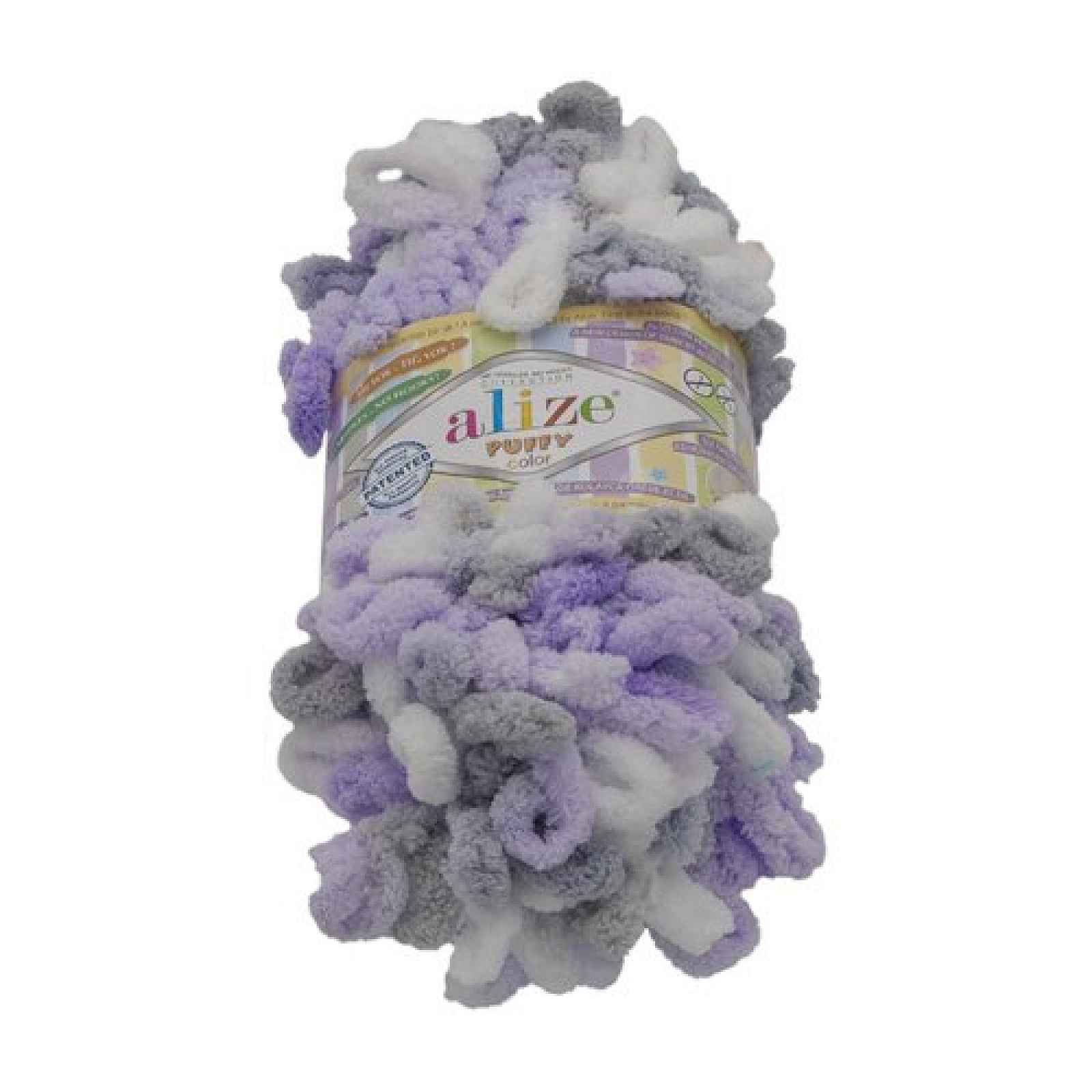 Bellatex Příze PUFFY color bílá, fialová, šedá, 100 g / 9 m