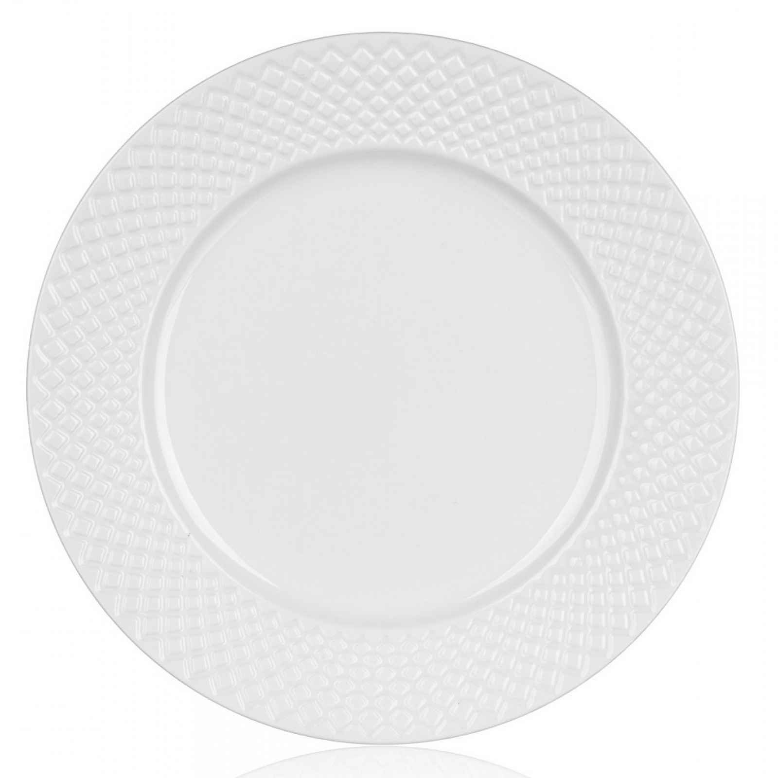 Dezertní talíř Diamond Line, bílý s reliéfem