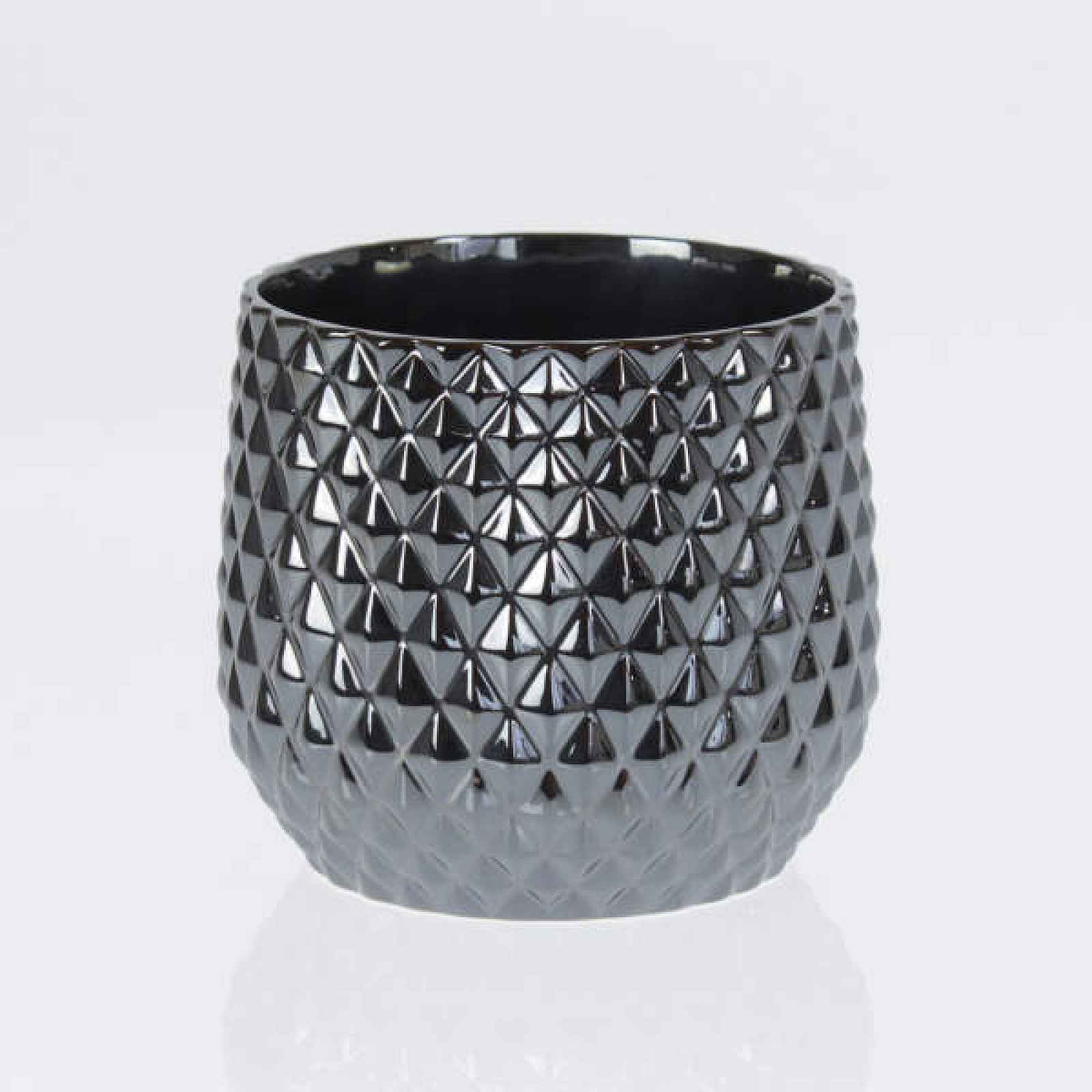 Obal kulatý dekor diamanty keramika černá 18,5cm