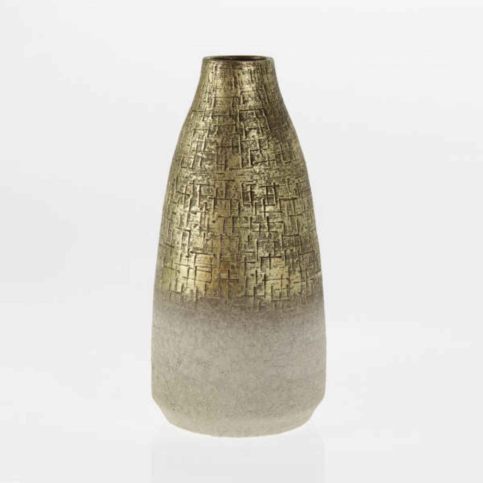 Váza kónická úzké hrdlo YUNA keramika zlatá 33cm