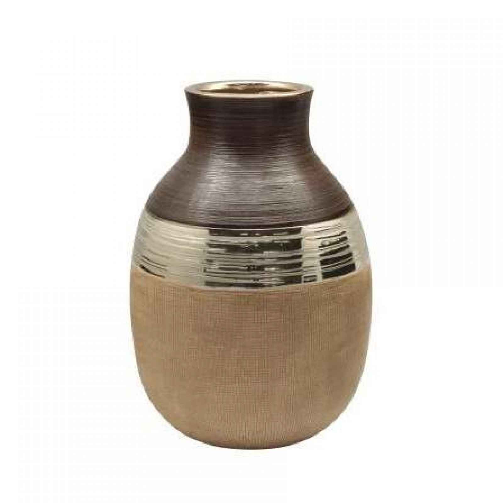 Váza kulatá úzké hrdlo BRADORA keramika hnědá 27,5cm