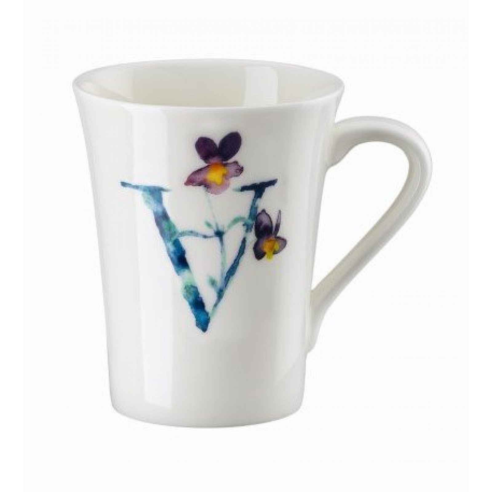 Hrnek v dárkovém balení Květinová abeceda Rosenthal, písmeno V, květina Viola, 400 ml