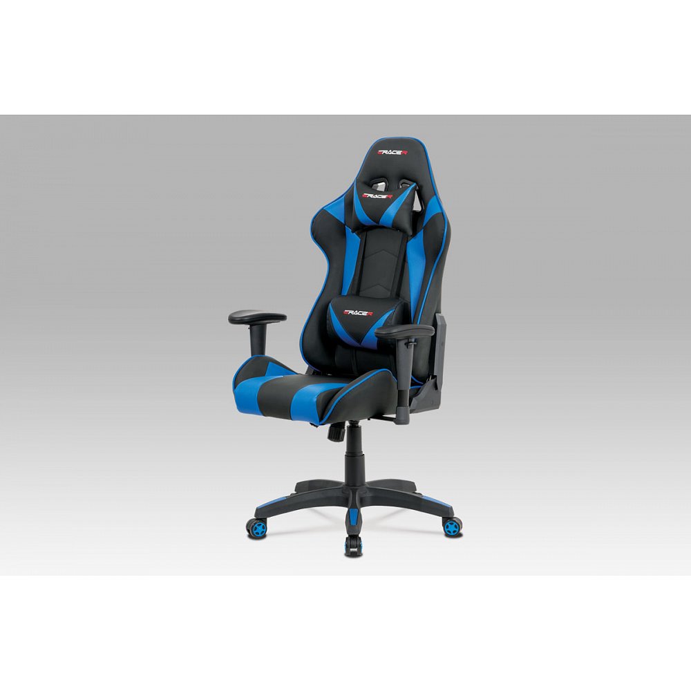 Herní židle BLUE, černá/modrá - 74 x 70 x 125-133 cm
