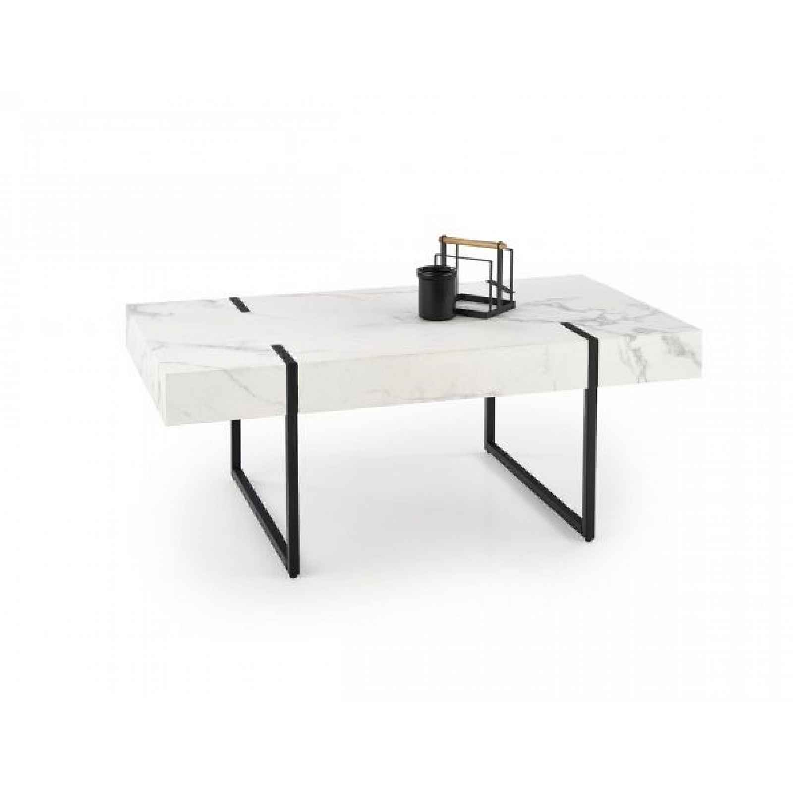 Konferenční stolek BLANCA bílý mramor / černá Halmar