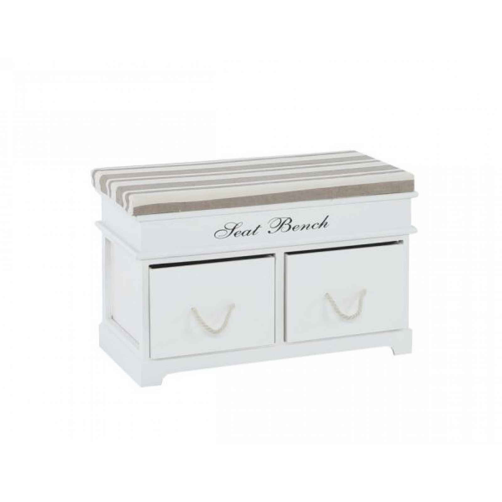Dřevěná lavice s polštářem SEAT BENCH 1 NEW, bílá