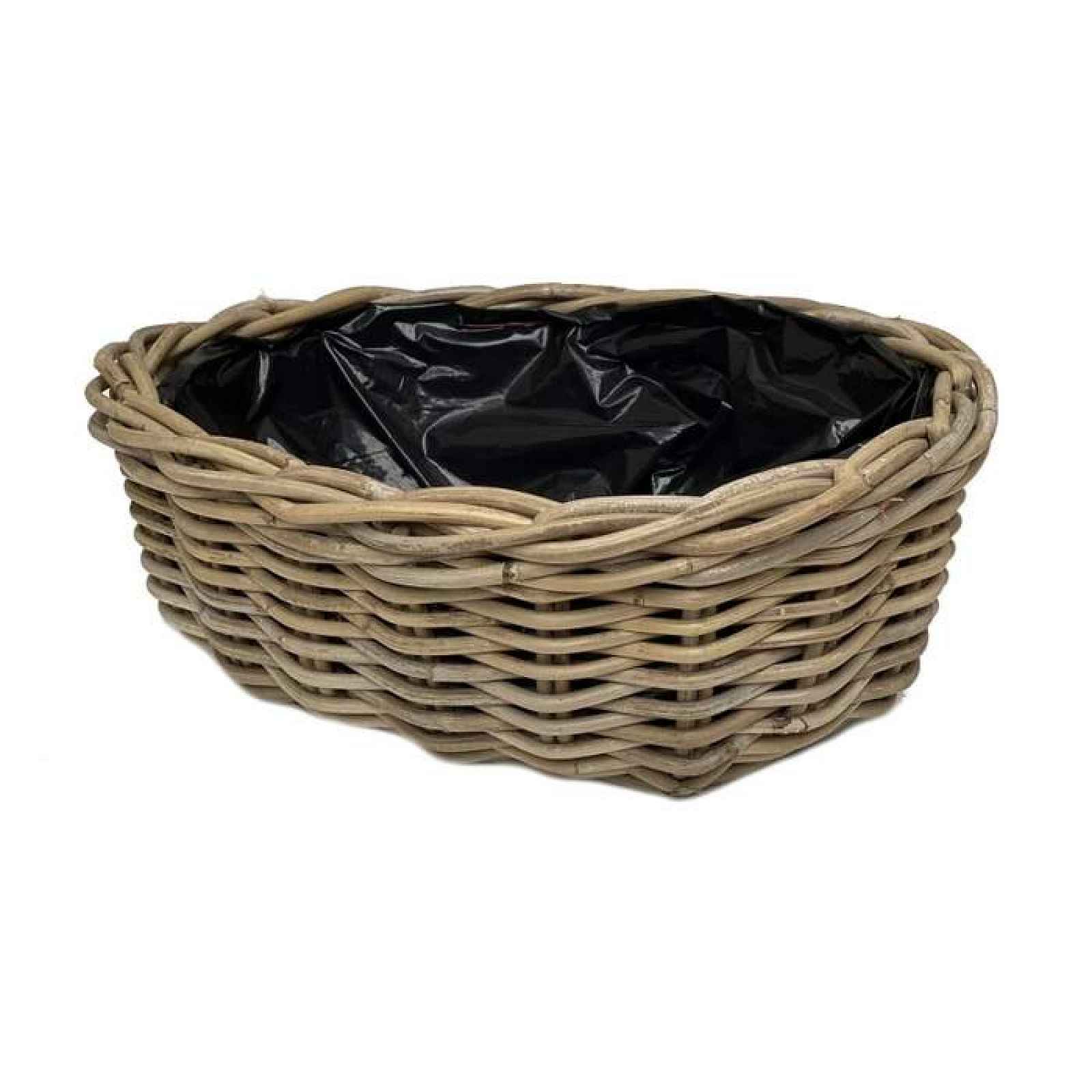 Truhlík ratanový oválný KUBU s igelitem šedý 40cm