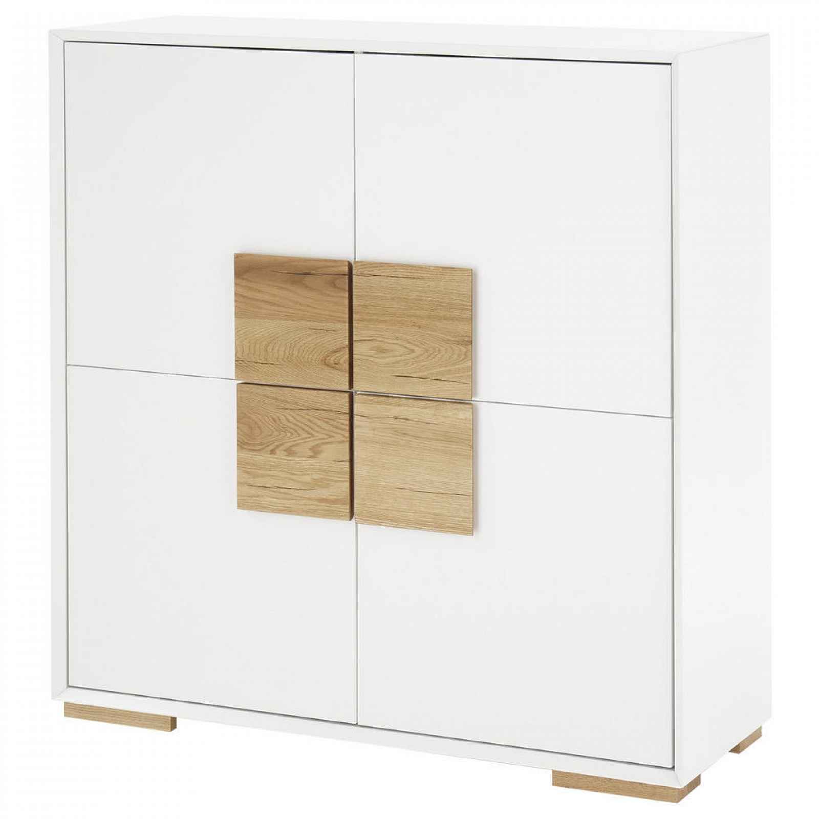 Livetastic VYSOKÁ KOMODA, bílá, barvy dubu, 108/112/40 cm - Vysoké komody - 000575022703