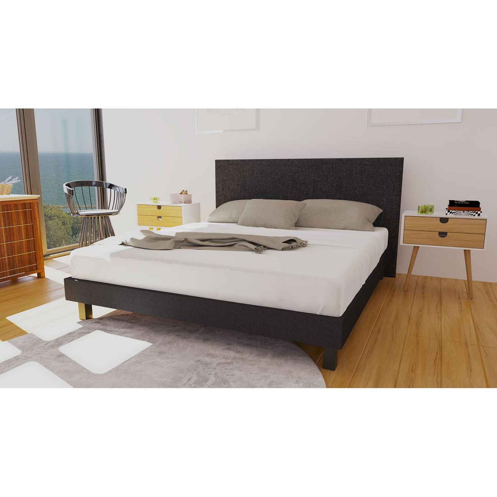 Enzio KANSAS Boxspring Standard 180 x 200 cm Savana Grey kontinentální čalouněná postel