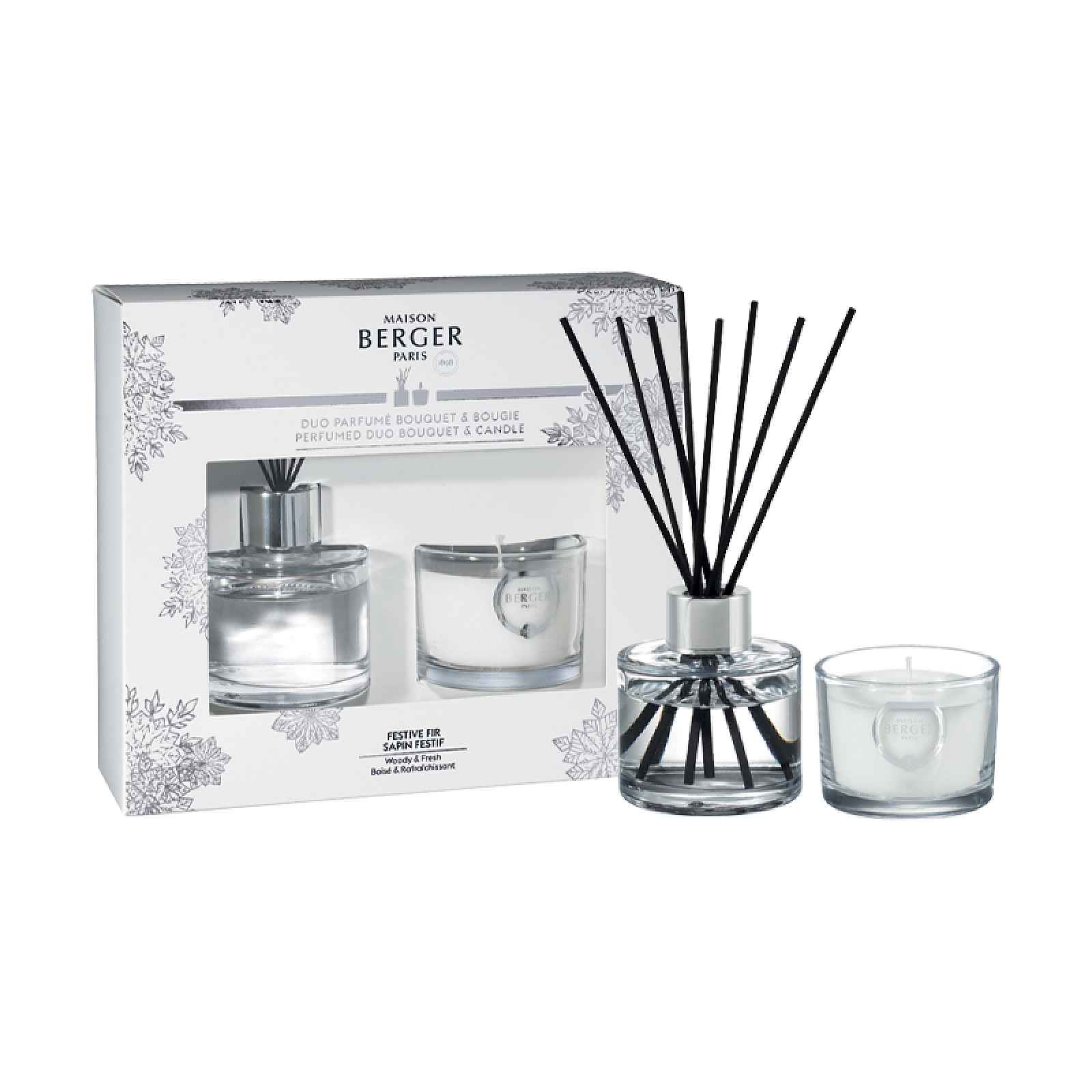 Maison Berger Paris Dárková sada Duo Mini Winter: aroma difuzér s náplní 80 ml + svíčka 80 g, Pod vánočním stromem 4568
