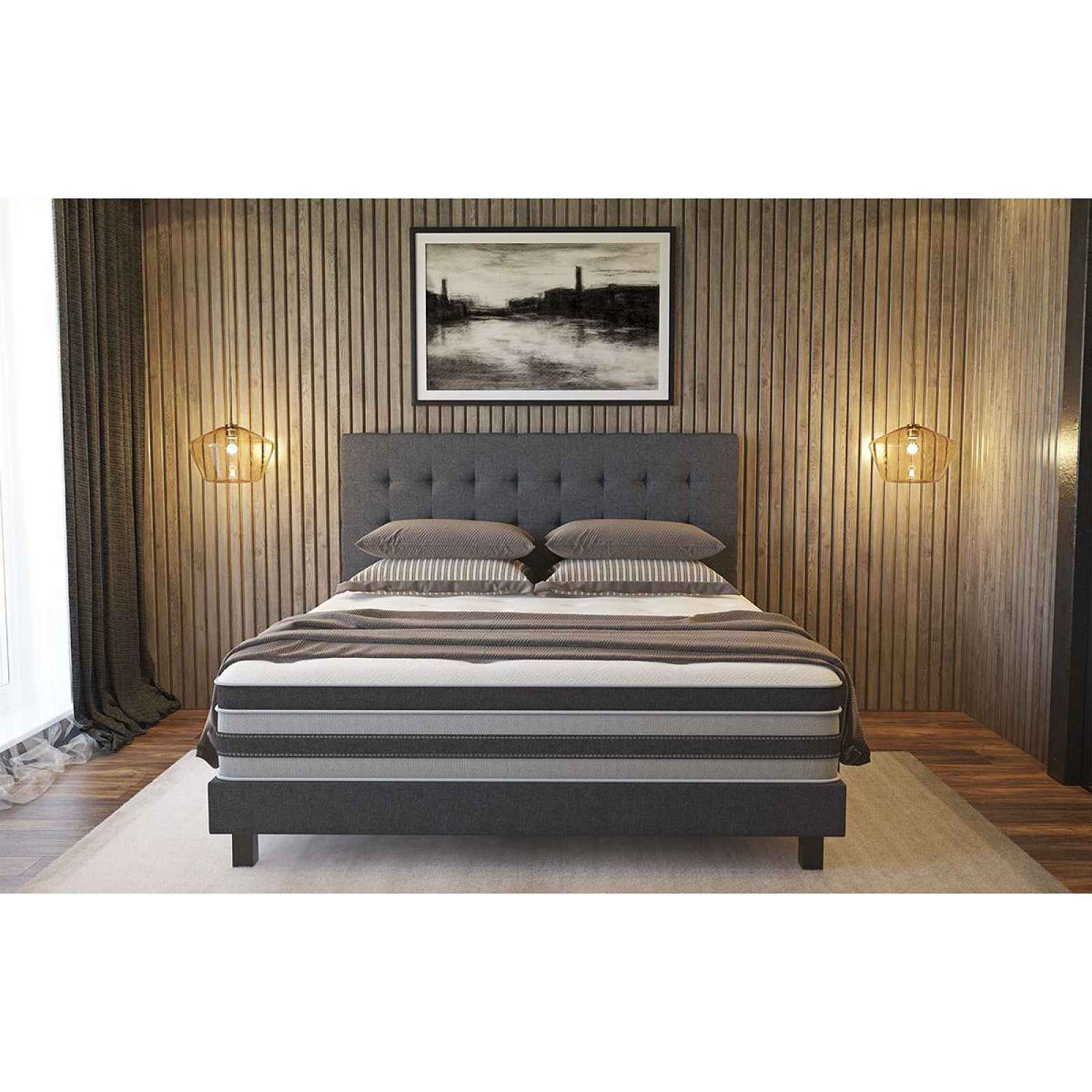 Enzio COLUMBUS Boxspring Standard 180 x 200 cm Bahama Graphite kontinentální čalouněná postel