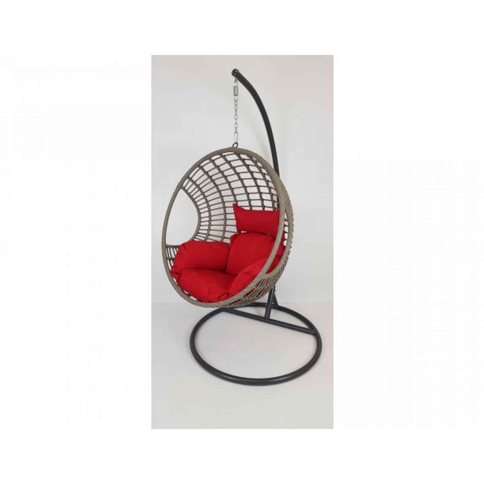 Závěsné křeslo SWING - šedá konstrukce - červený sedák