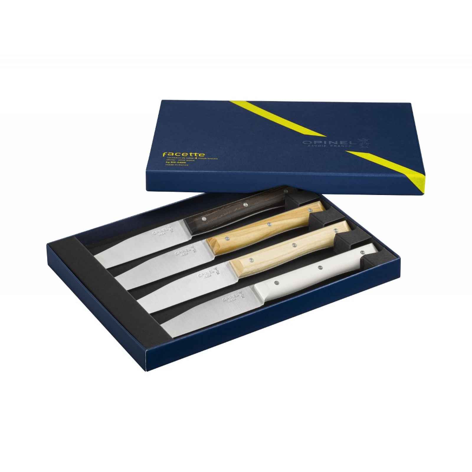 Opinel Sada stolních nožů Facette, hladká čepel, mix barev, 4 ks 002568