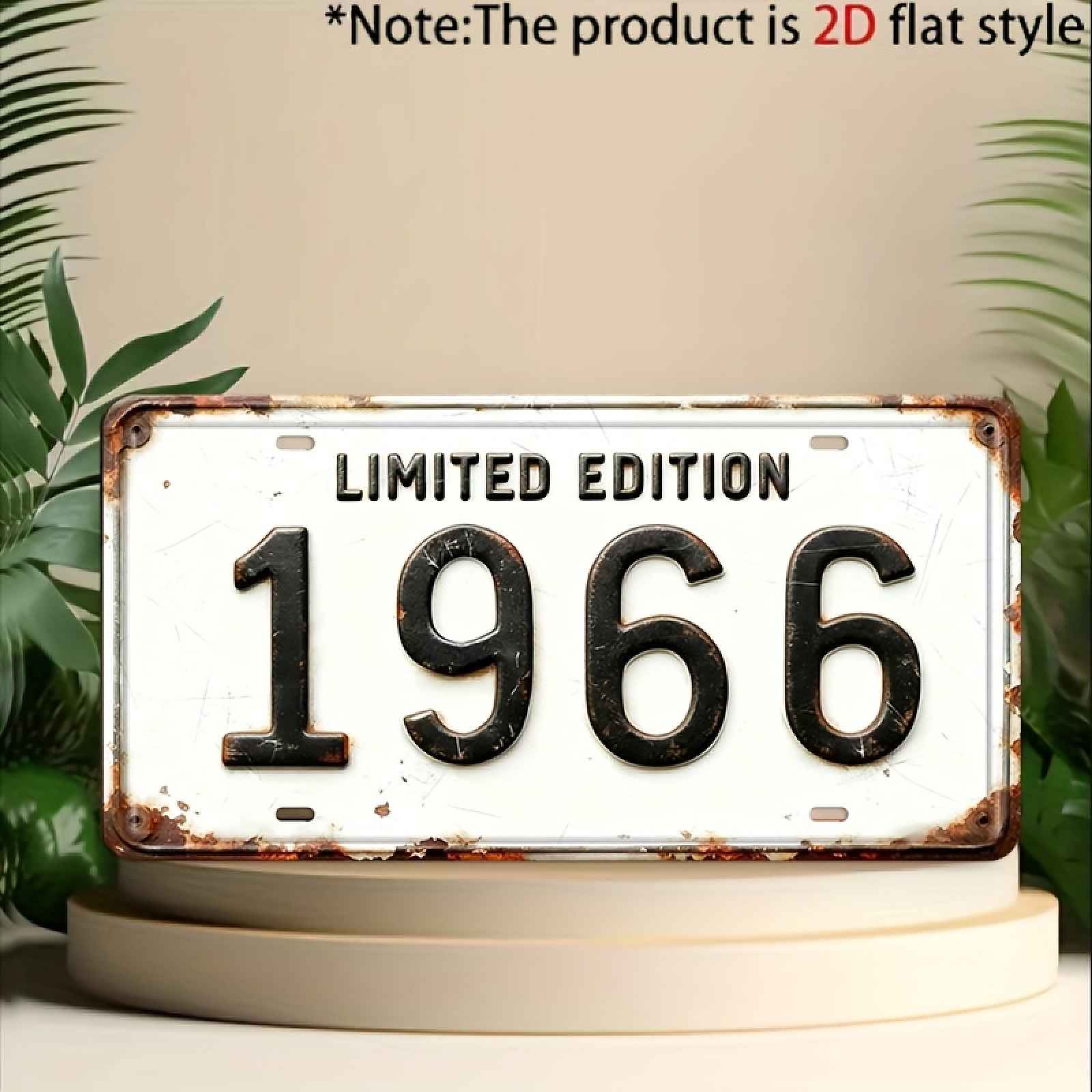 TEMU 2D plochá dekorace pouze pro dekoraci, 1 ks, Vintage Edition 1966 kovová dekorativní plaketa a ozdoba, dekorace na zeď ve stylu Country, vhodná