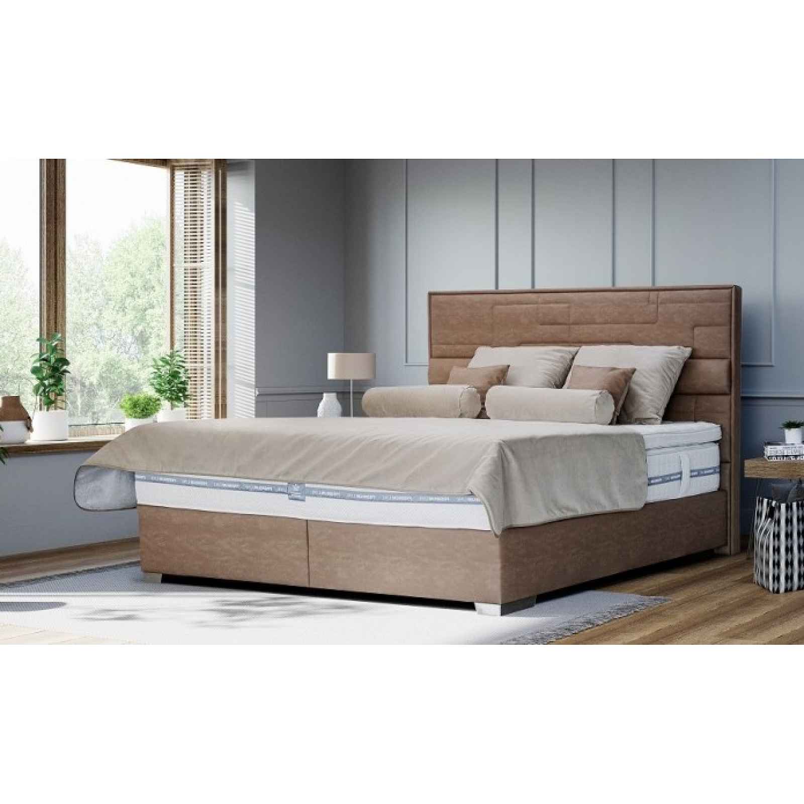 Postel Boxspring William 200x200 cm, vč. matrace, topperu