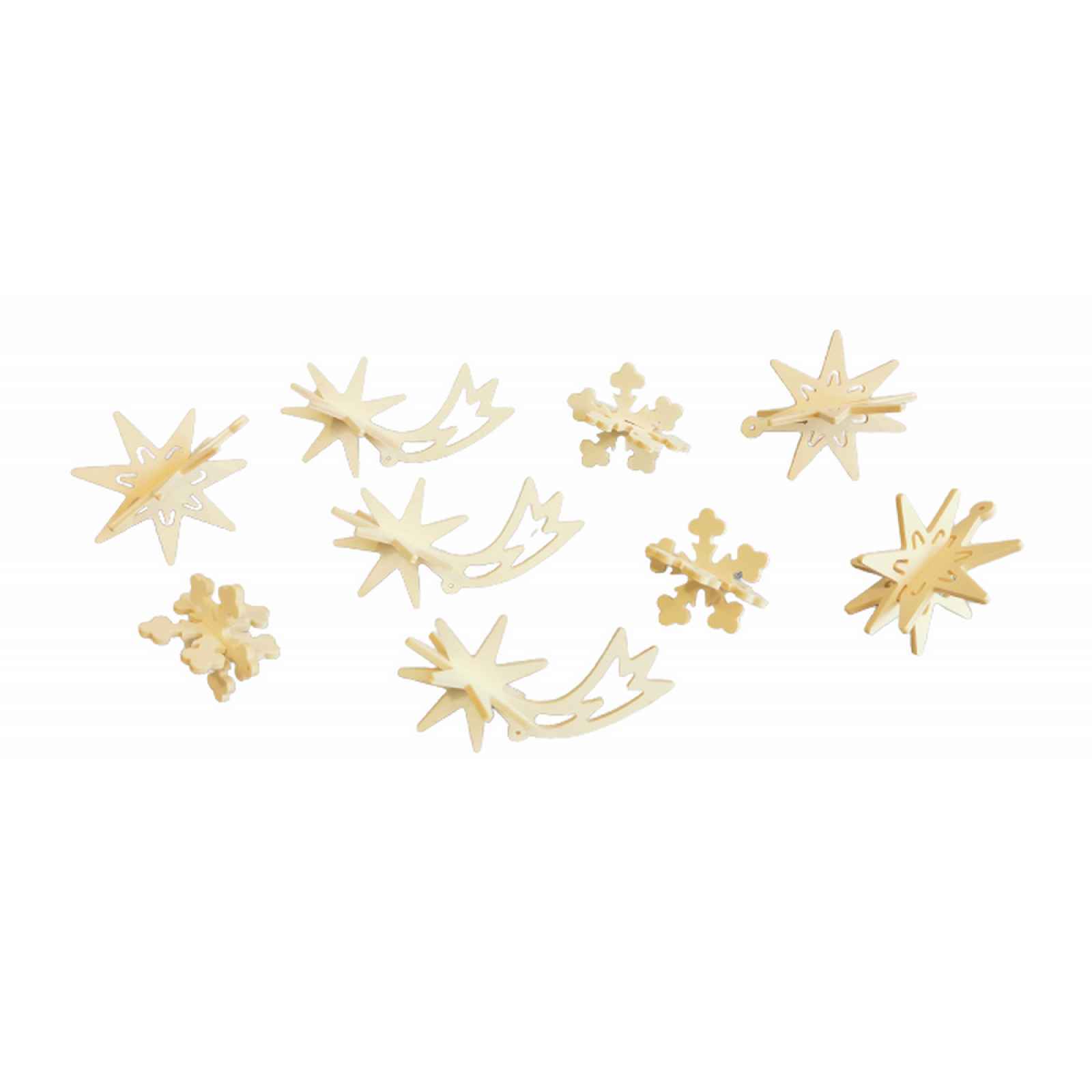 Dřevěné vánoční ozdoby Sky treasures, sada 9 ks