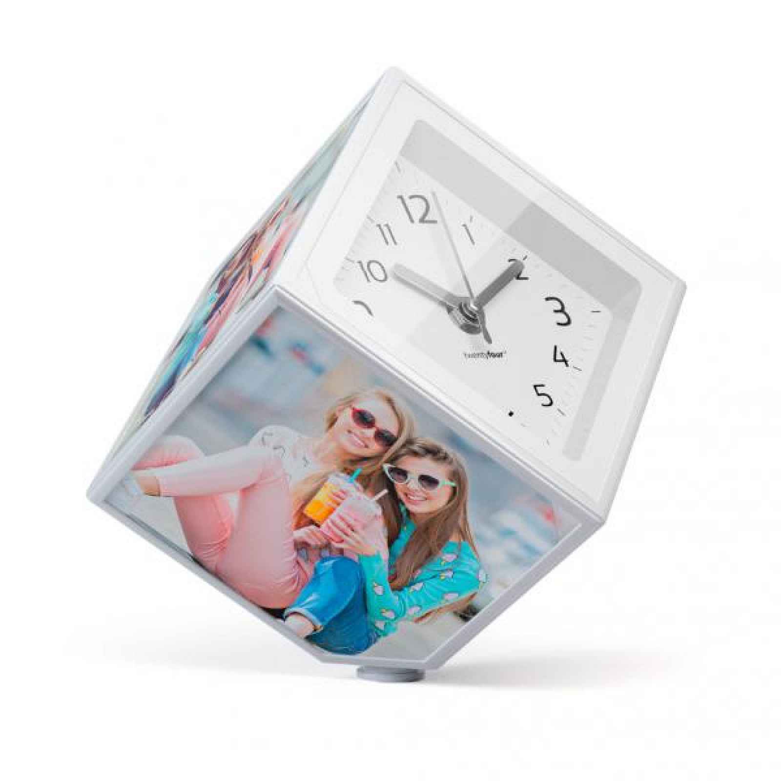 Rotující fotokostka s hodinami BALVI Photo-Clock 10x10cm HELCEL