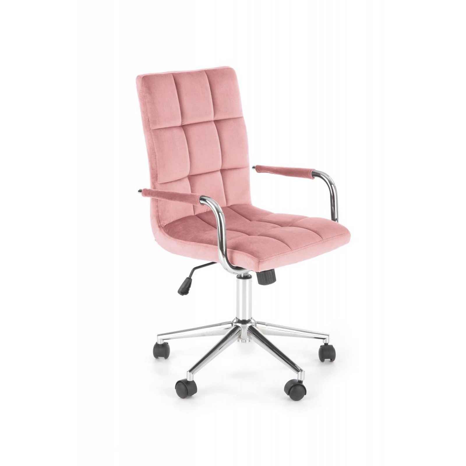 Kancelářská židle GONZO 4 samet / chrom Halmar Světle růžová