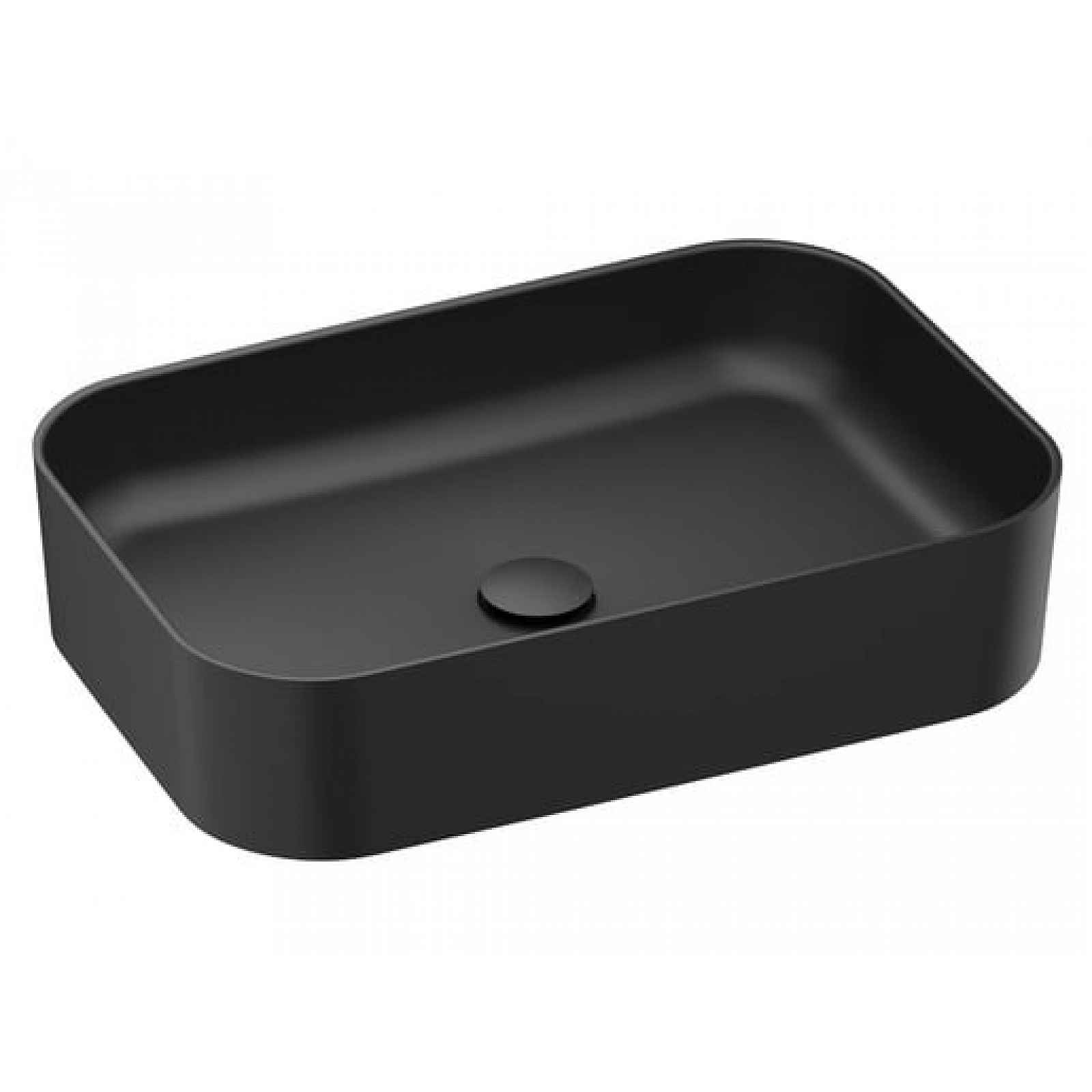 Umyvadlo na desku Ravak Ceramic Slim 55x37 cm černá mat bez otvoru pro baterii, bez přepadu XJX0D155001