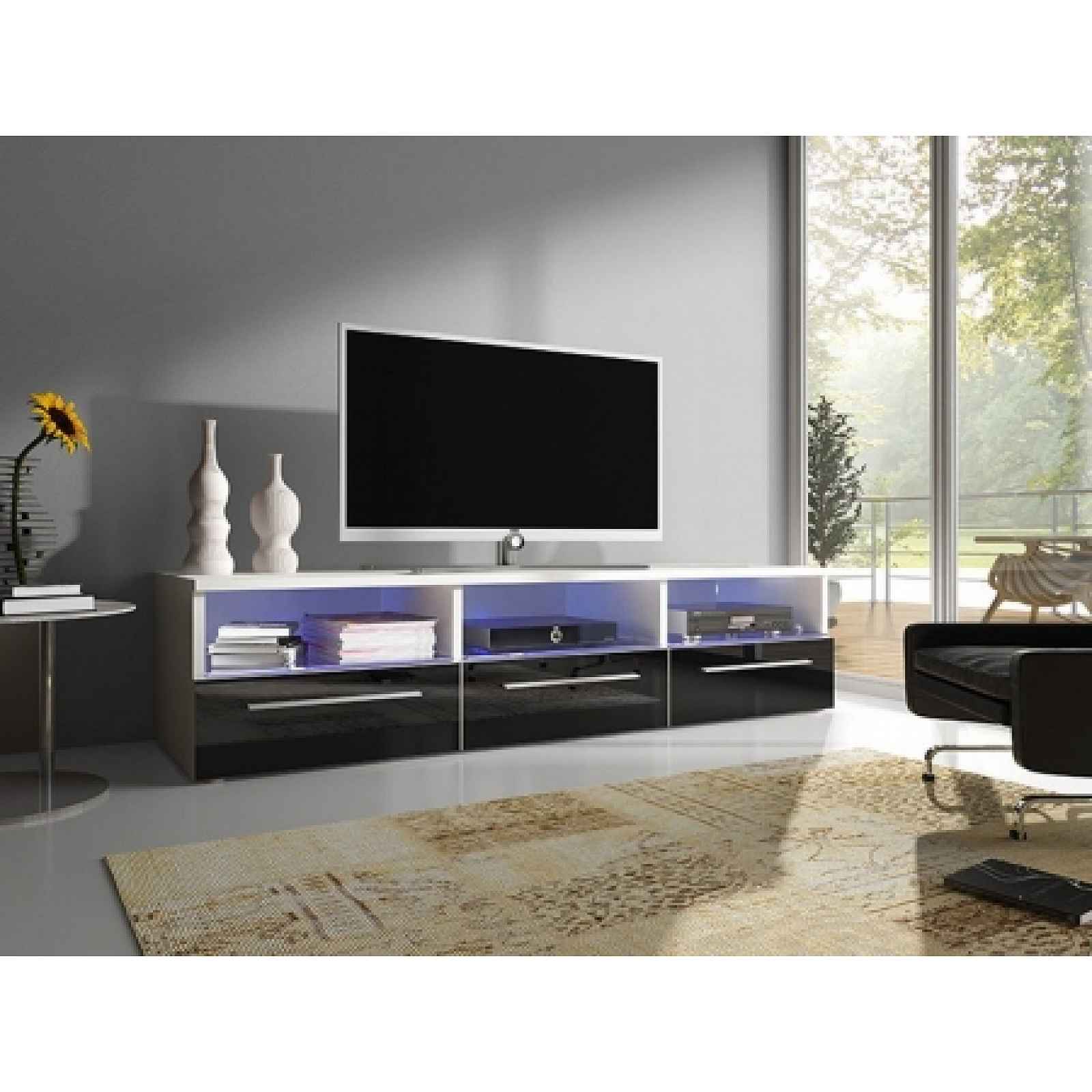 Moderní TV stolek Karel RTV-2 + LED černo-bílý
