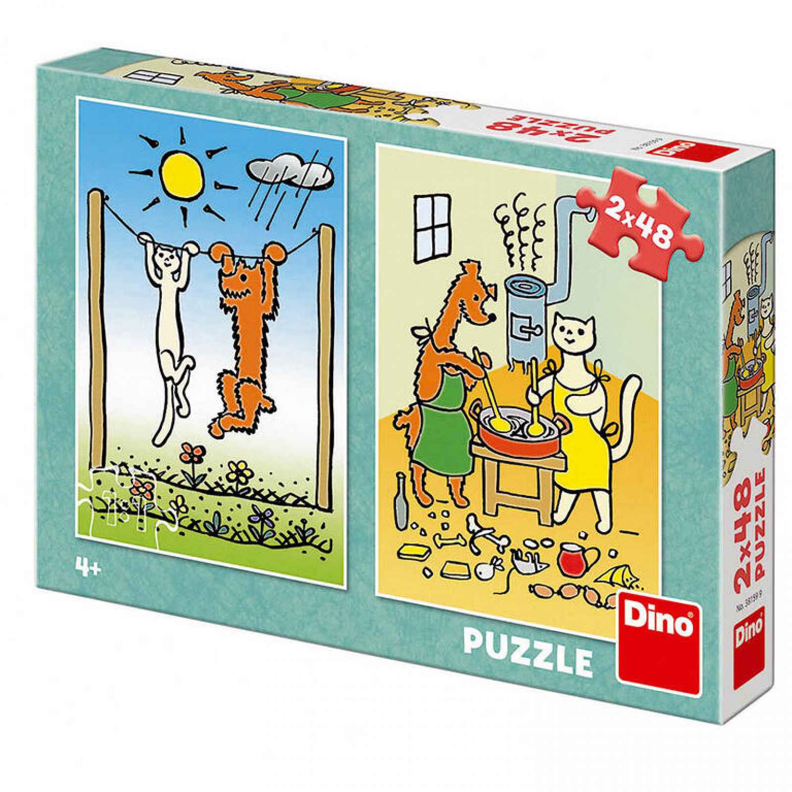 Puzzle PEJSEK A KOČIČKA 2 x 48 dílků