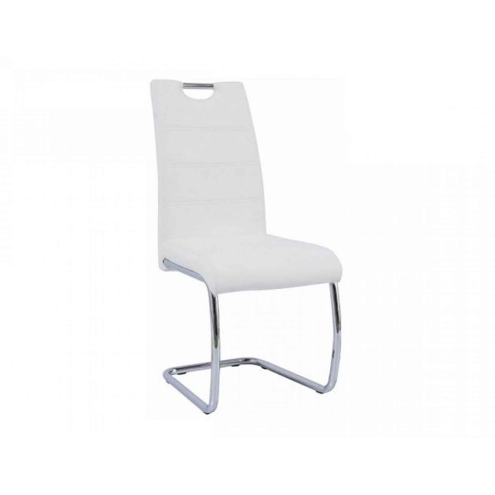 Jídelní židle ABIRA, ekokůže bílá / chrom